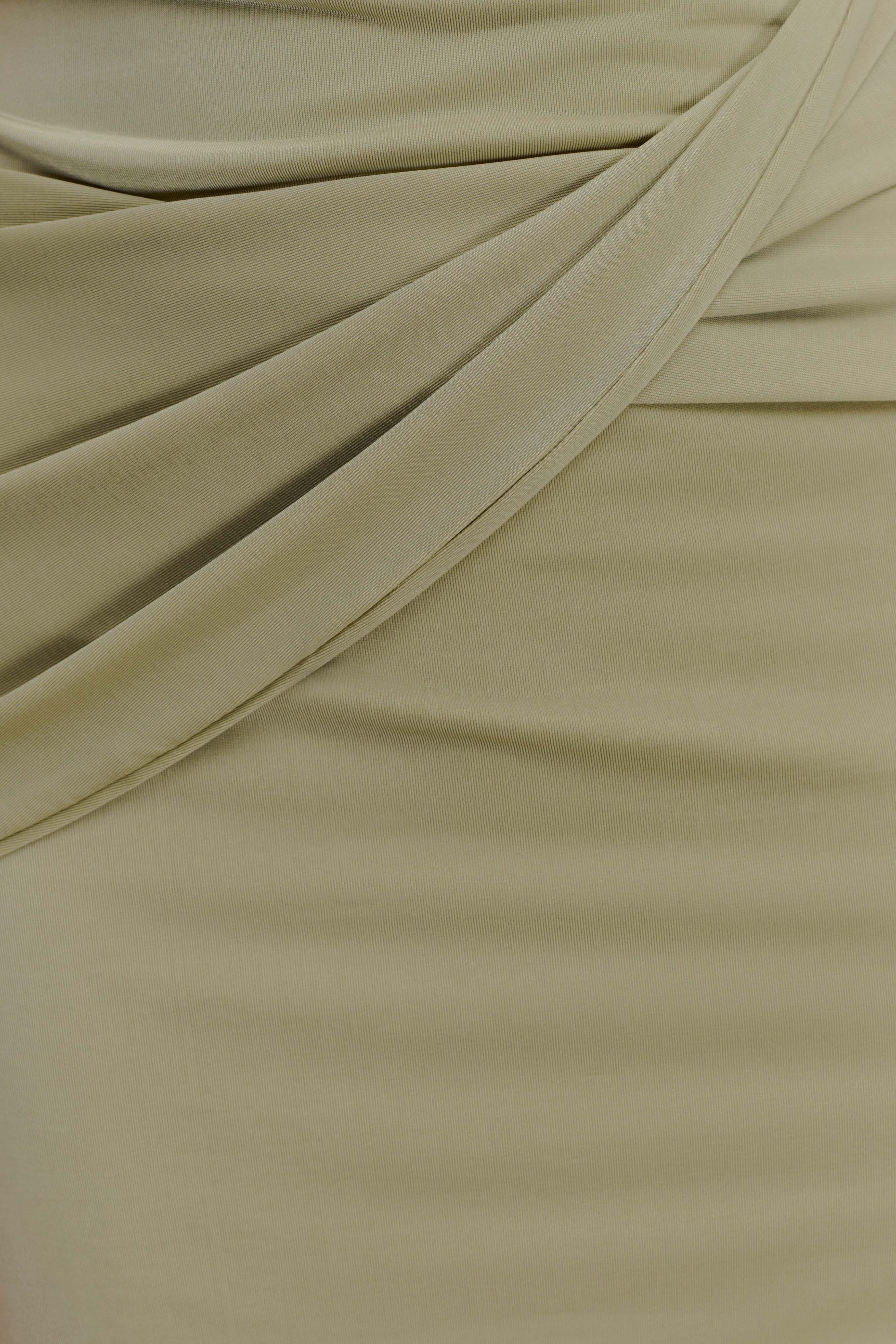 Henley Slinky Drape Mini Dress - Sage