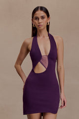 Aubree Crepe And Mesh Mini Dress - Purple