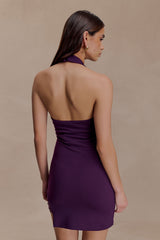 Aubree Crepe And Mesh Mini Dress - Purple
