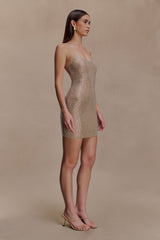 Jasmyn Hot Fix Mini Dress With Mesh Back - Nude