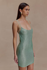 Jasmyn Hot Fix Mini Dress With Mesh Back - Mint