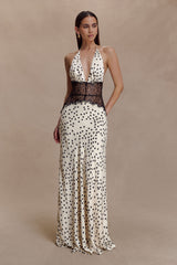 Dinah Lace And Satin Maxi Dress - Polkadot