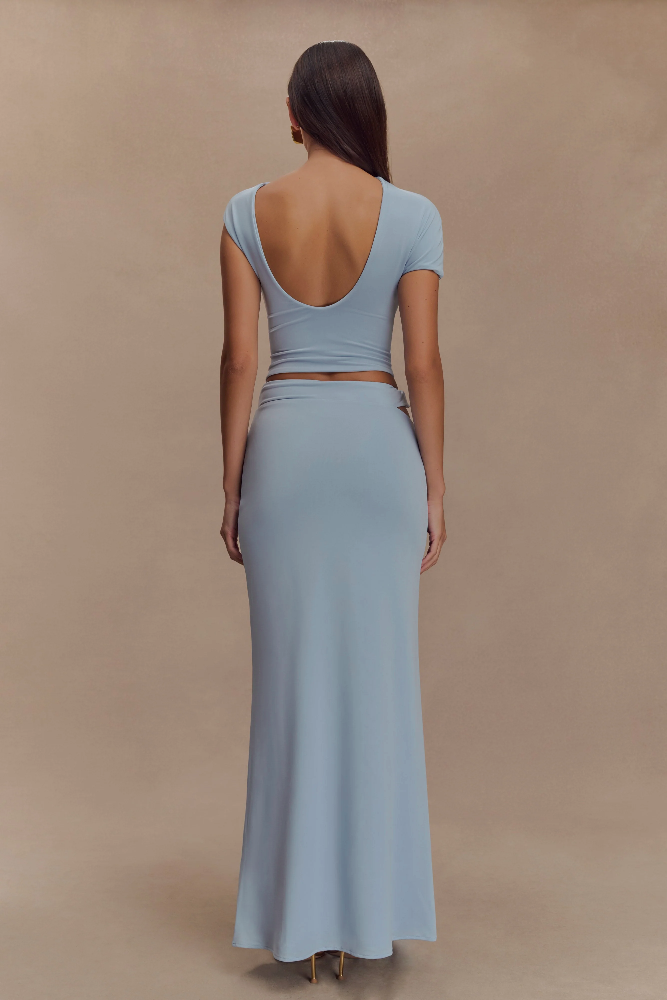 Haven Slinky Twist Midi Skirt - Pale Blue