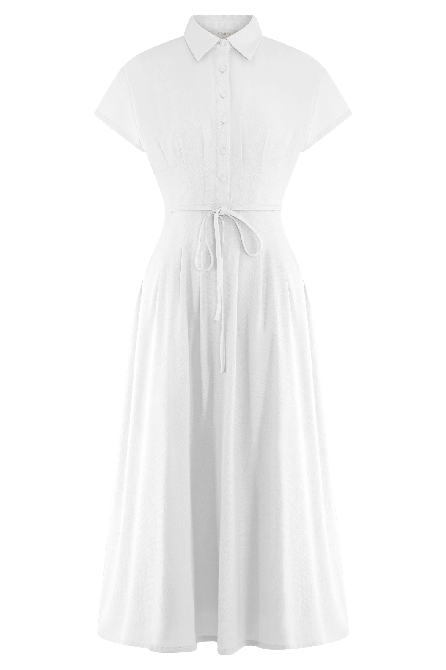 Aysha Buttoned Linen Midi Dress - White