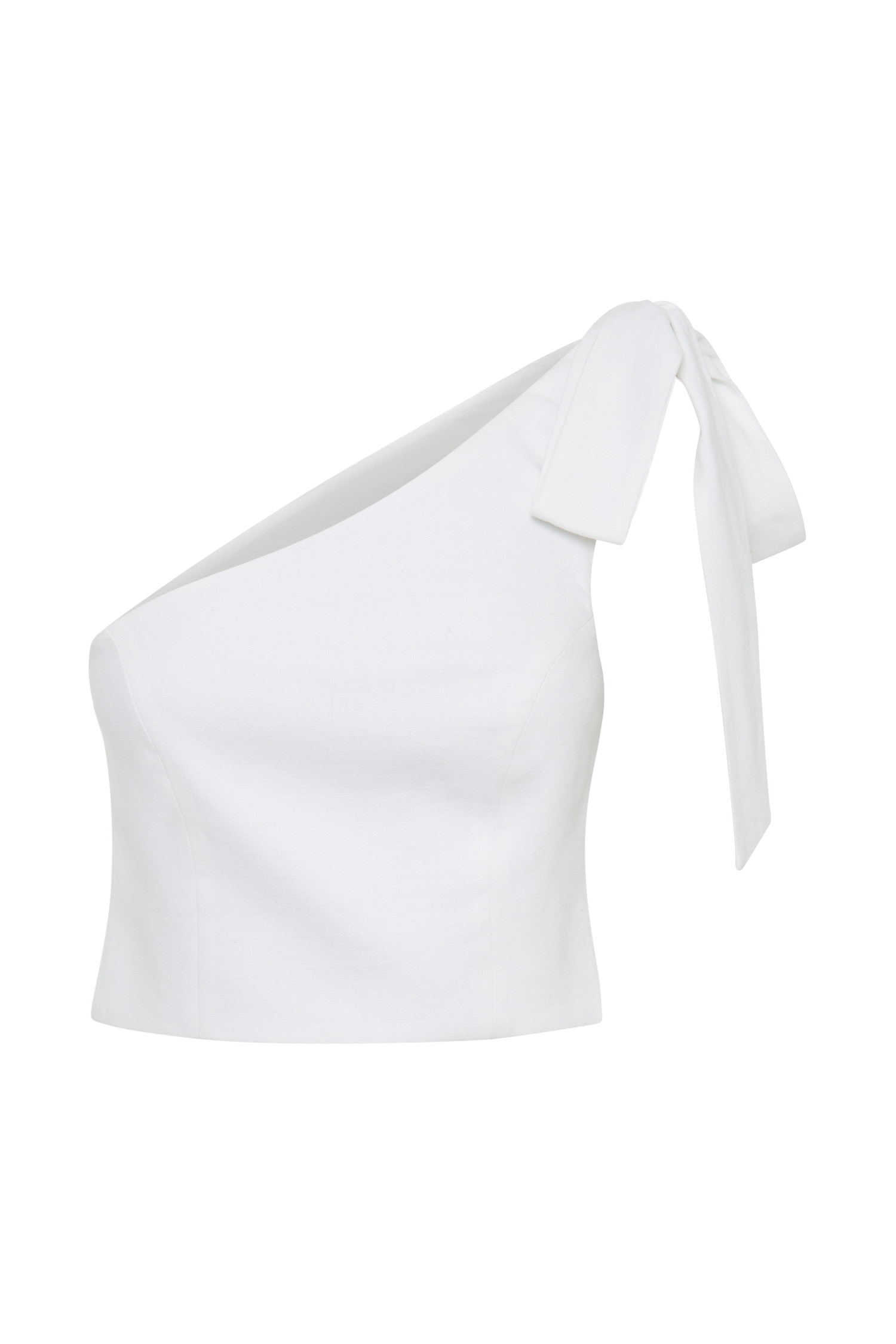 Venezia Linen One Shoulder Tie Top - White