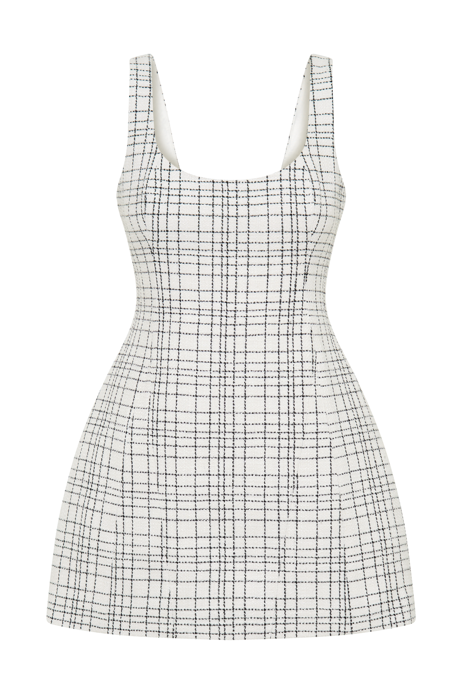 Beth Tweed Mini Dress - White Check