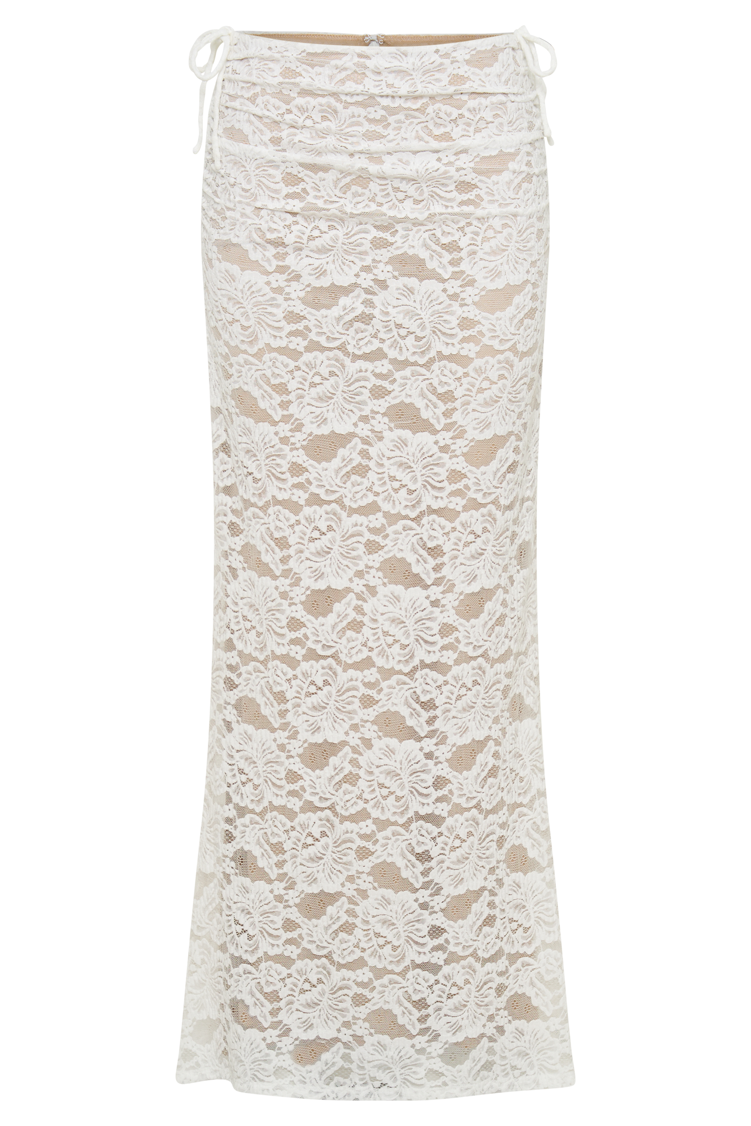 Daniela Lace Plisse Ruched Maxi Skirt - Ivory