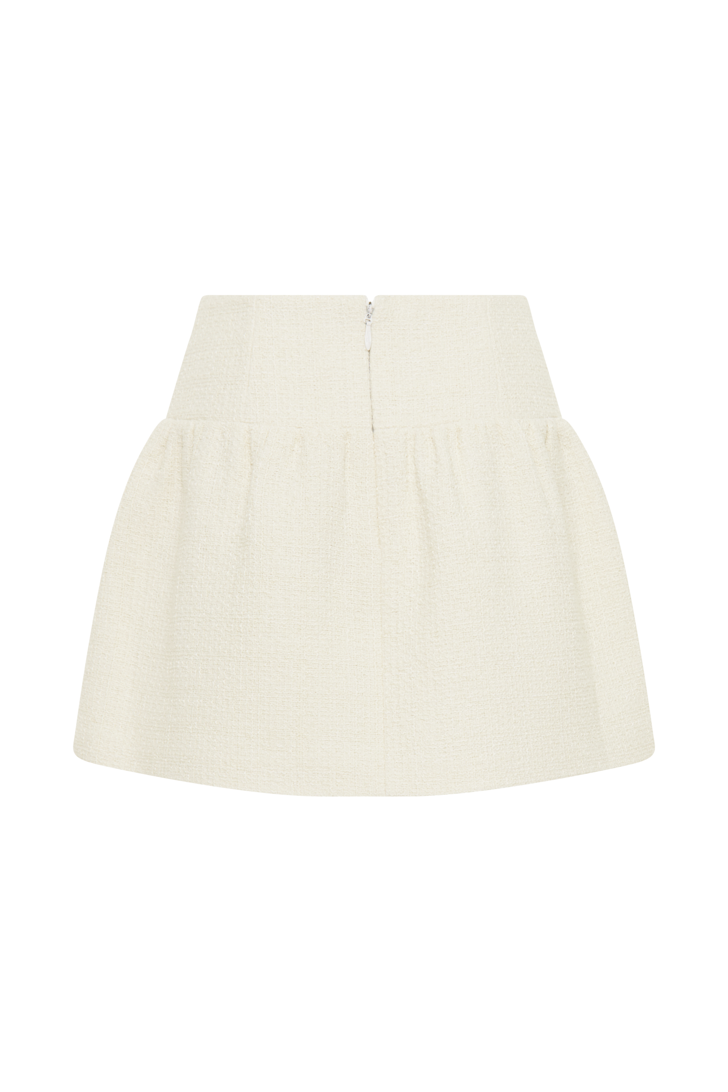 Cyrus Gathered Boucle Mini Skirt - Ivory