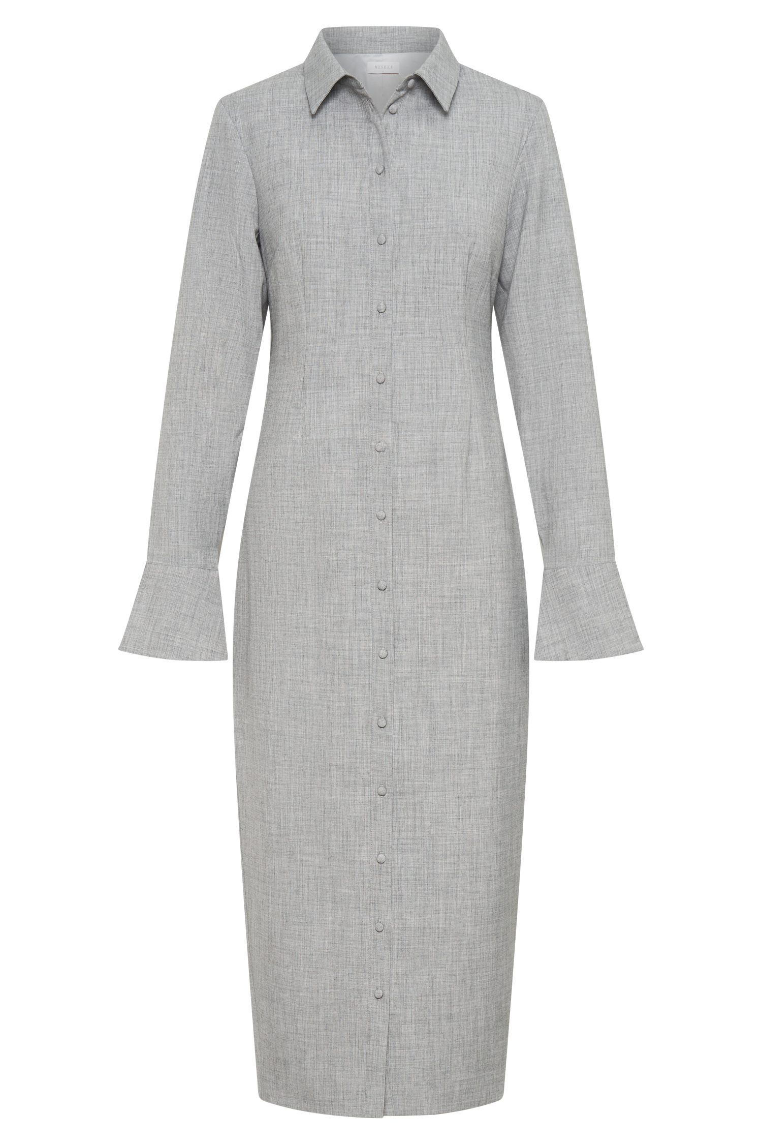 Dorian Fitted Shirt Midi Dress - Charcoal Marle