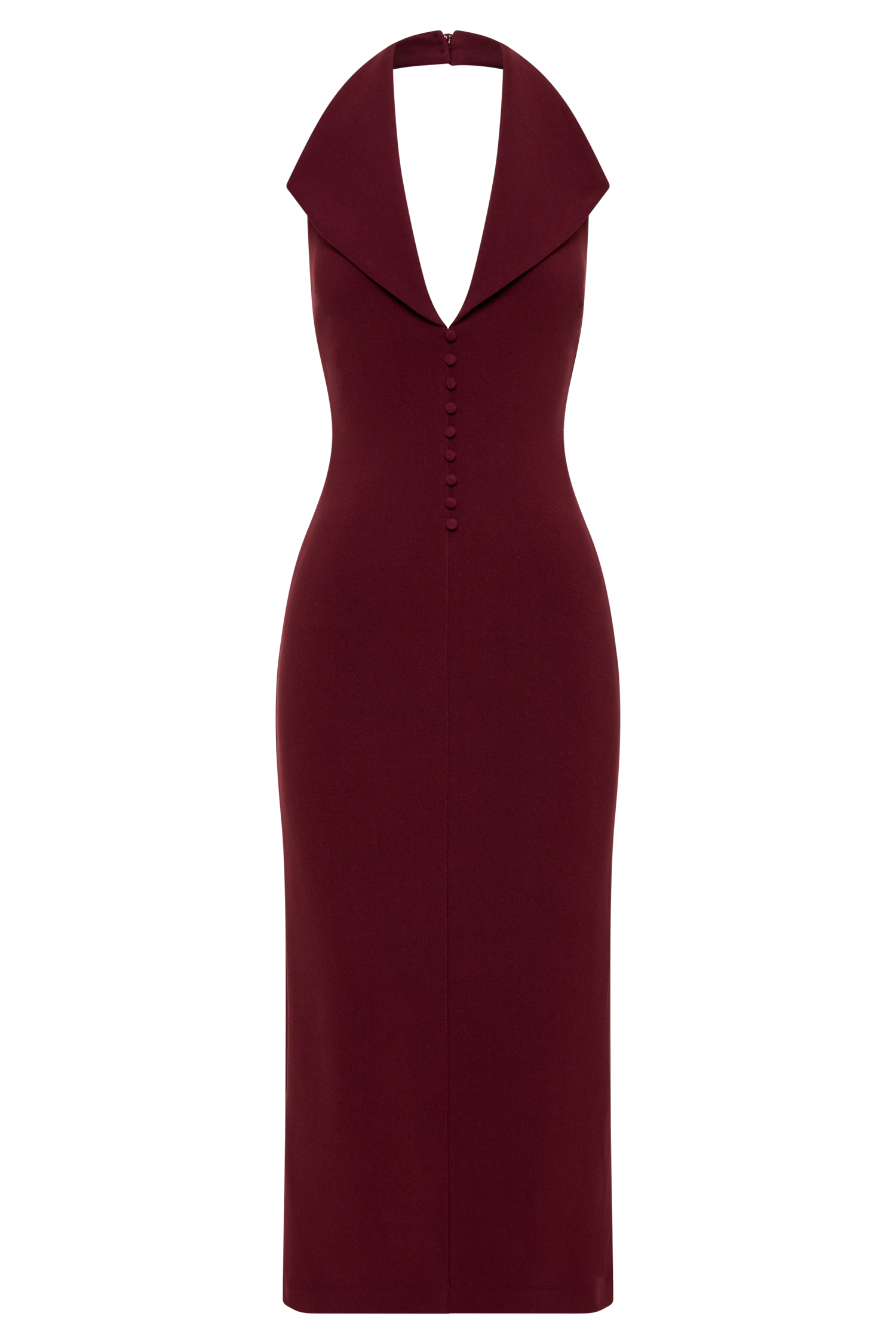 Annita Crepe Halter Midi Dress - Merlot