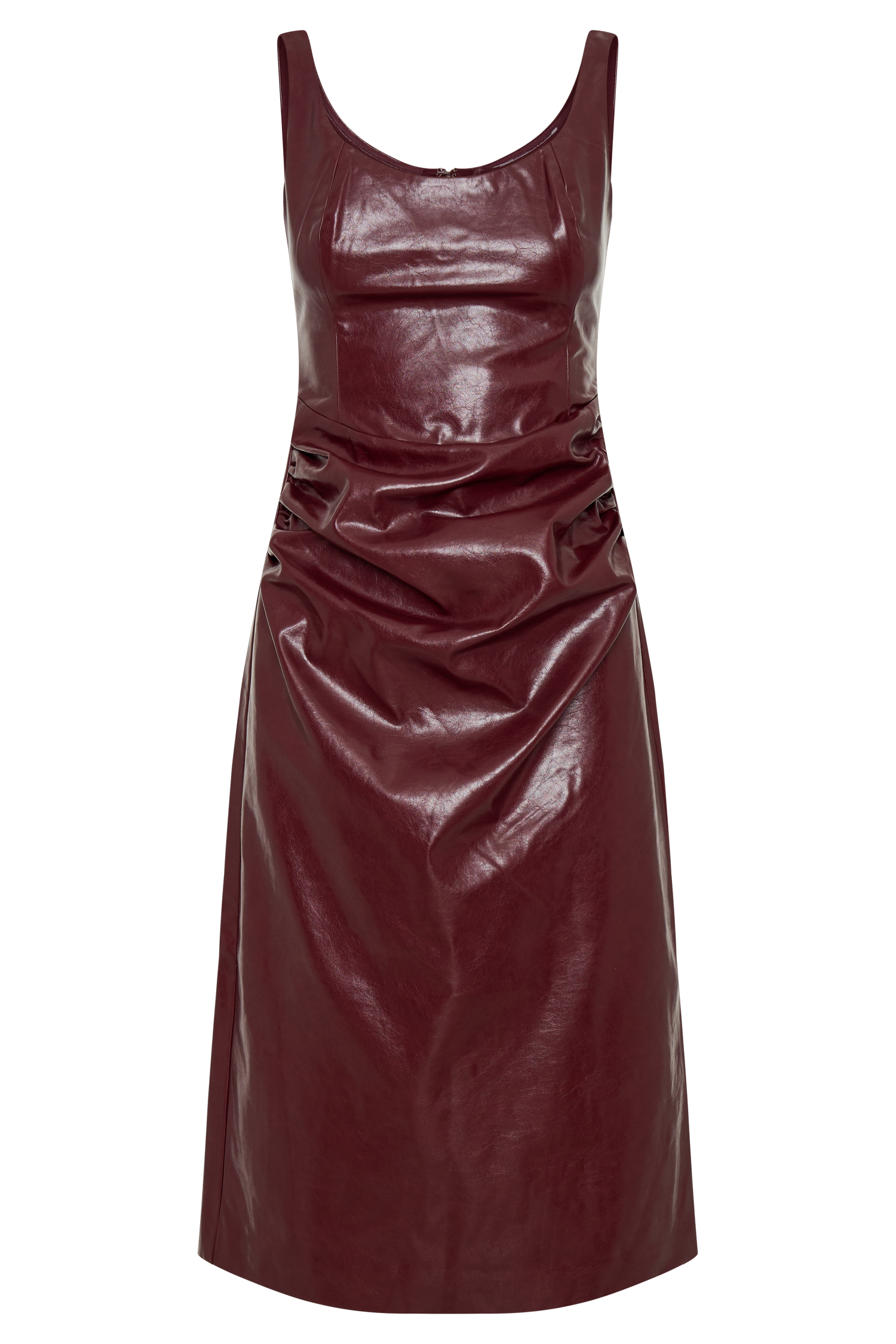 Sonia Faux Leather Midi Dress - Cherry Red