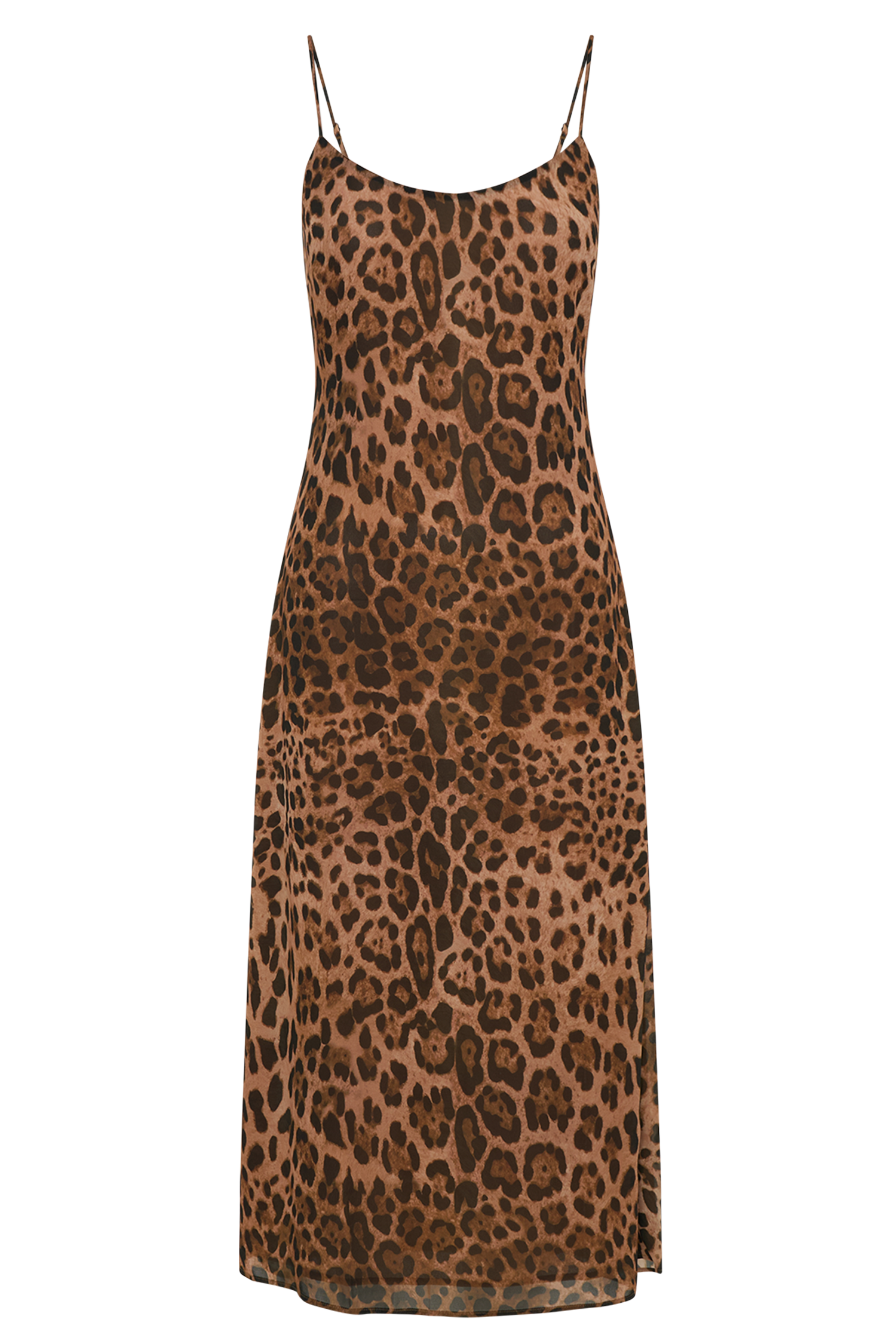 Leanne Chiffon Midi Dress - Leopard Print
