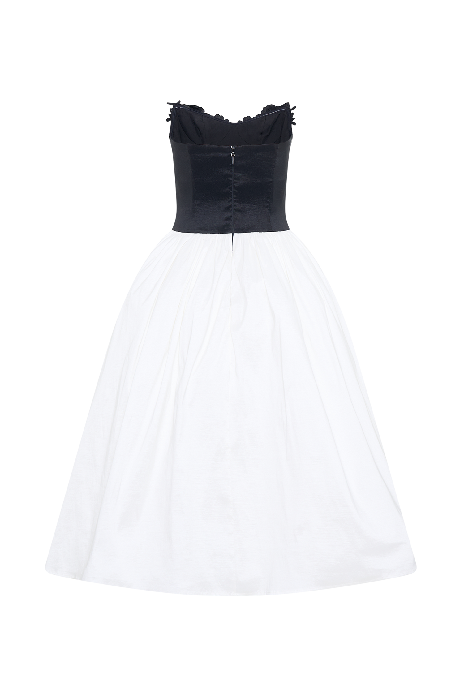 Elyssa Embroidered Contrast Midi Dress - Black/White