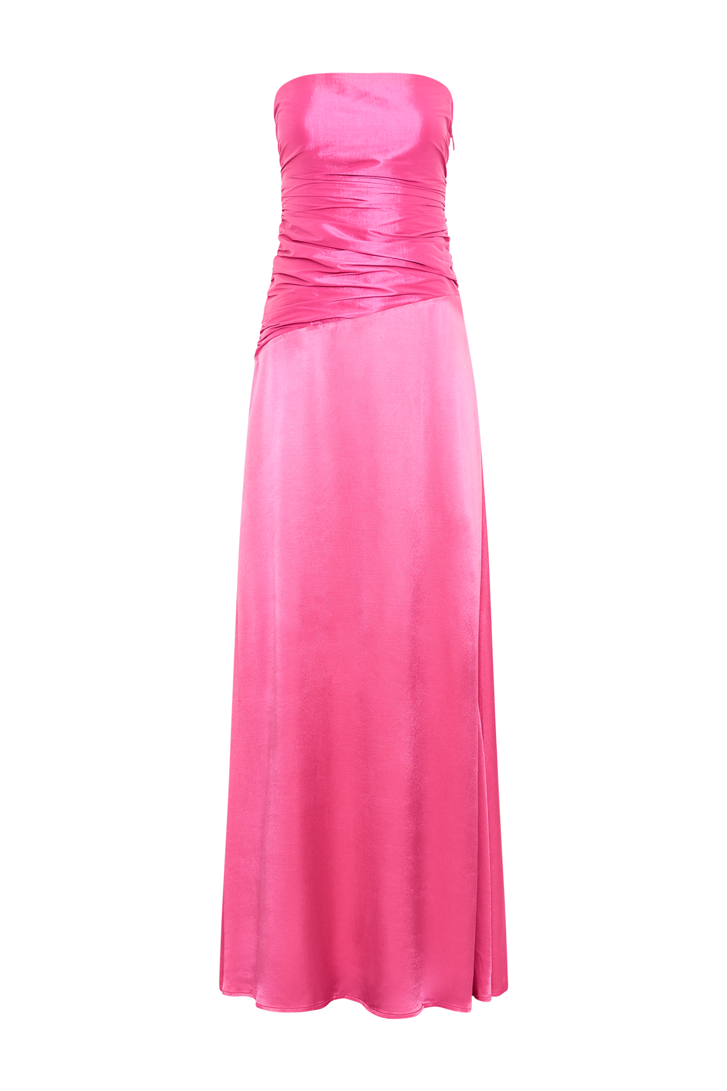 Serena Strapless Taffeta Maxi Dress - Crimson Pink