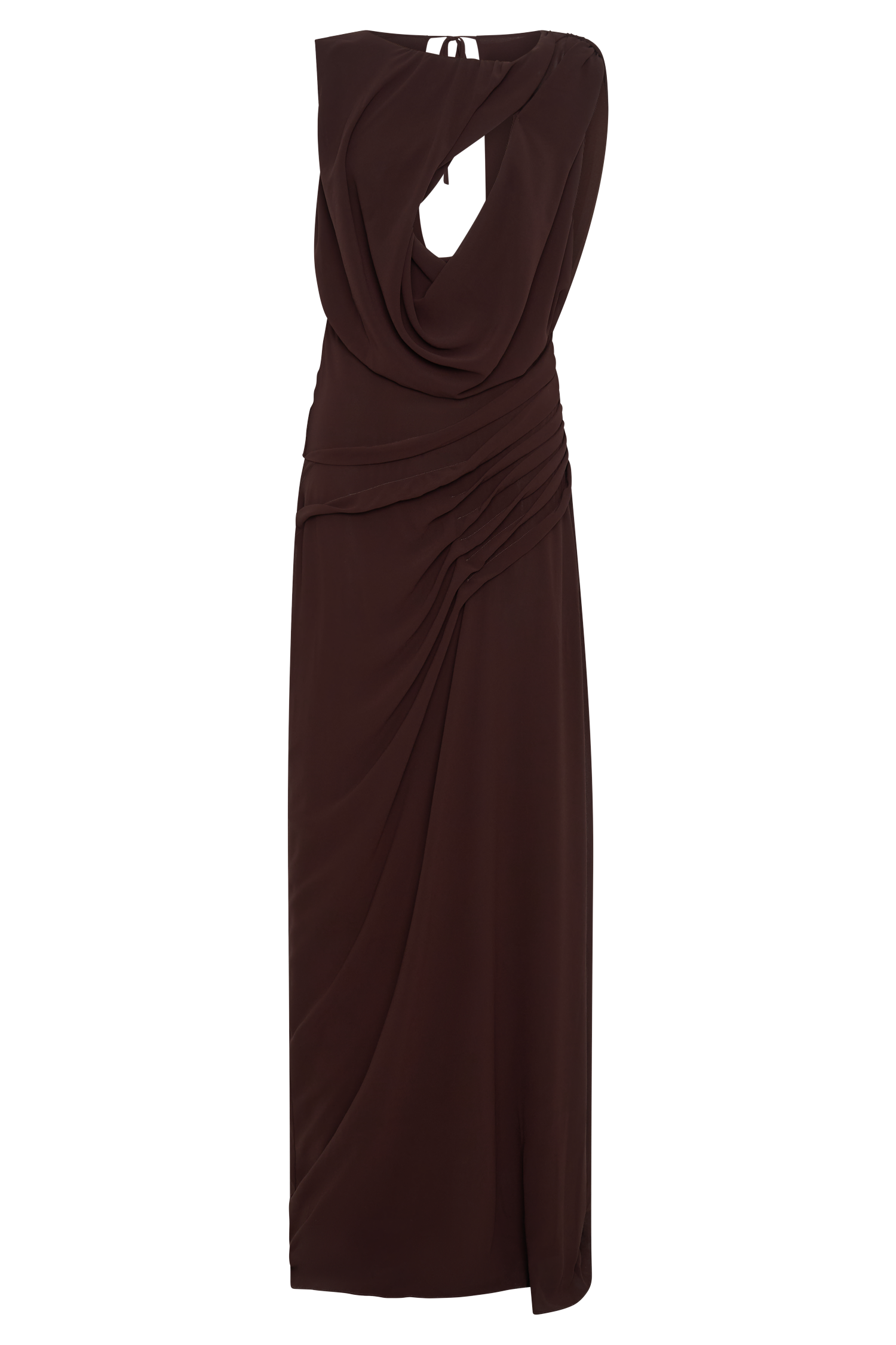 Oria Chiffon Maxi Dress - Cacao Brown