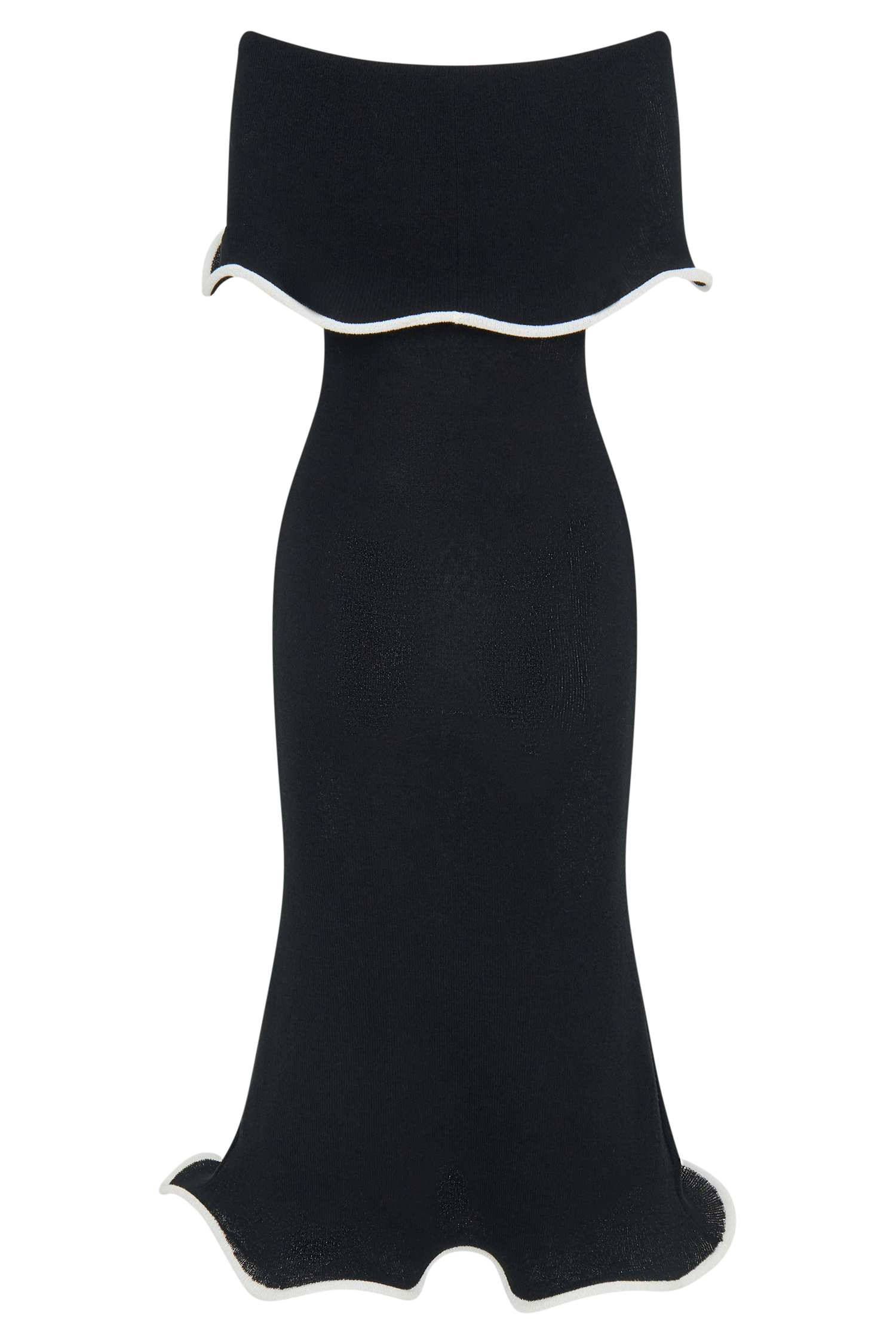 Molly Off Shoulder Knit Midi Dress - Black/White