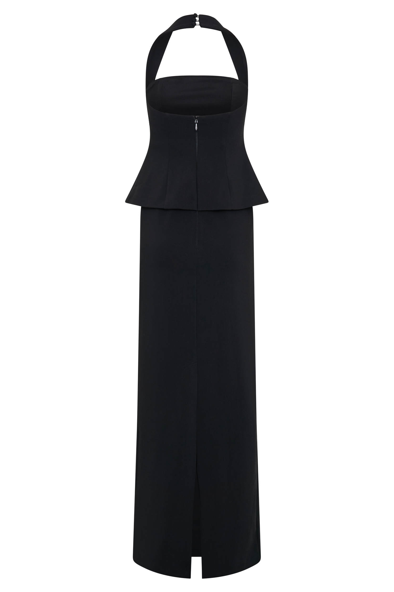 Bertie Peplum Halter Maxi Dress - Black