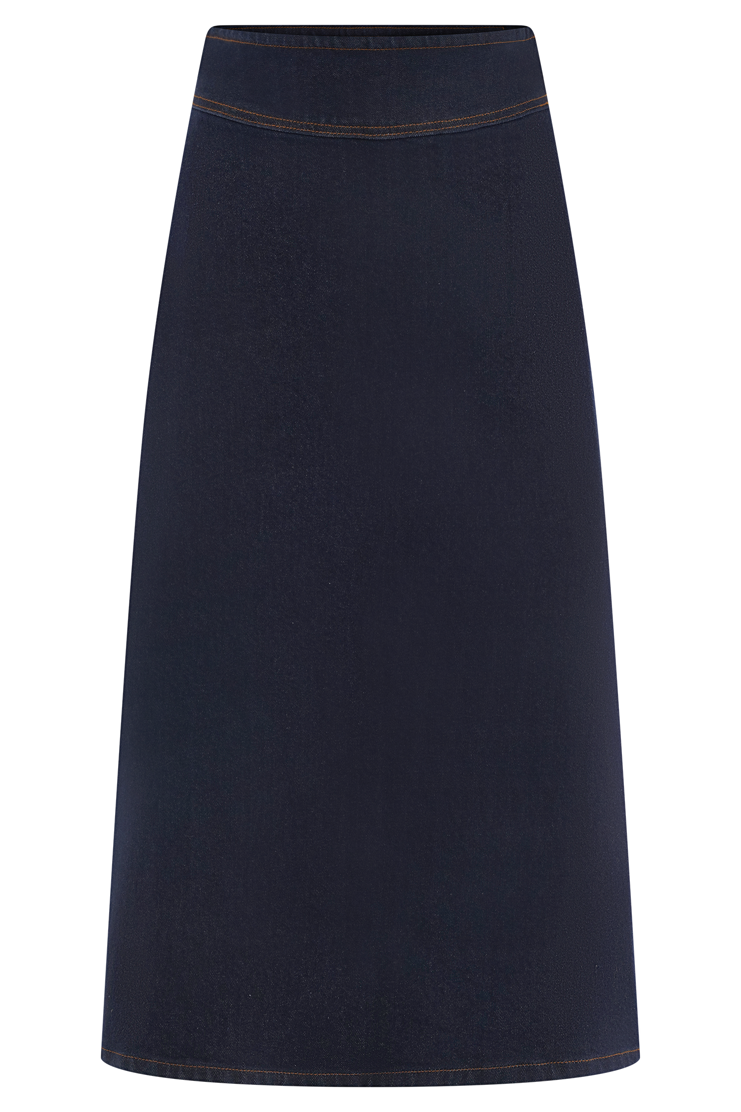 Cecilia Denim A-Line Midi Skirt - Indigo Blue