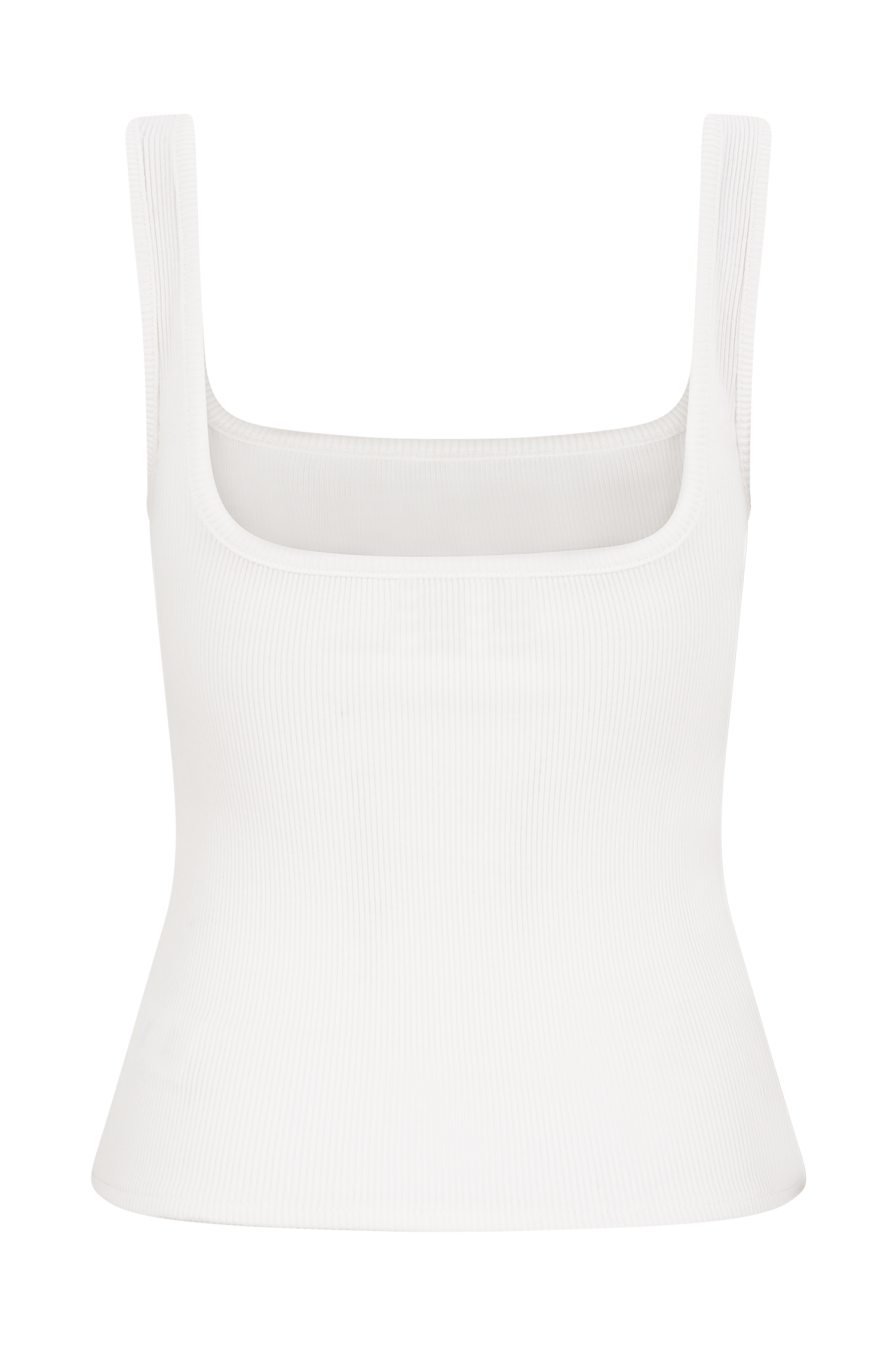 Aisling Ribbed Square Neck Sleeveless Top - Ivory