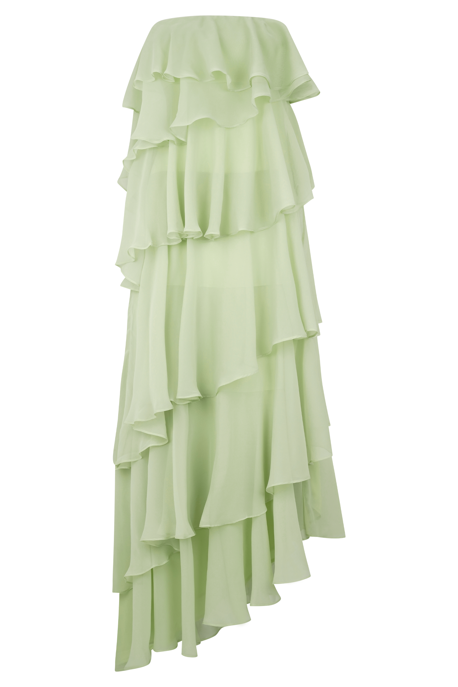 Alexa Ruffle Chiffon Maxi Dress - Pastel Lime