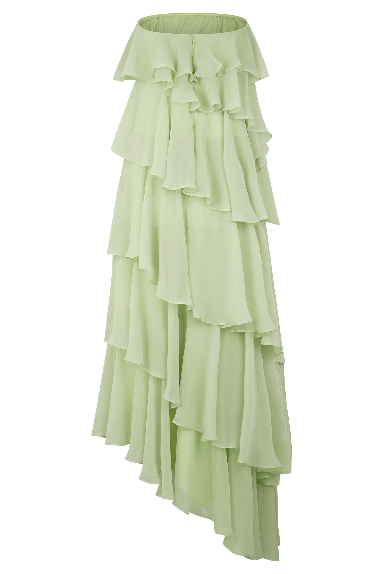 Alexa Ruffle Chiffon Maxi Dress - Pastel Lime