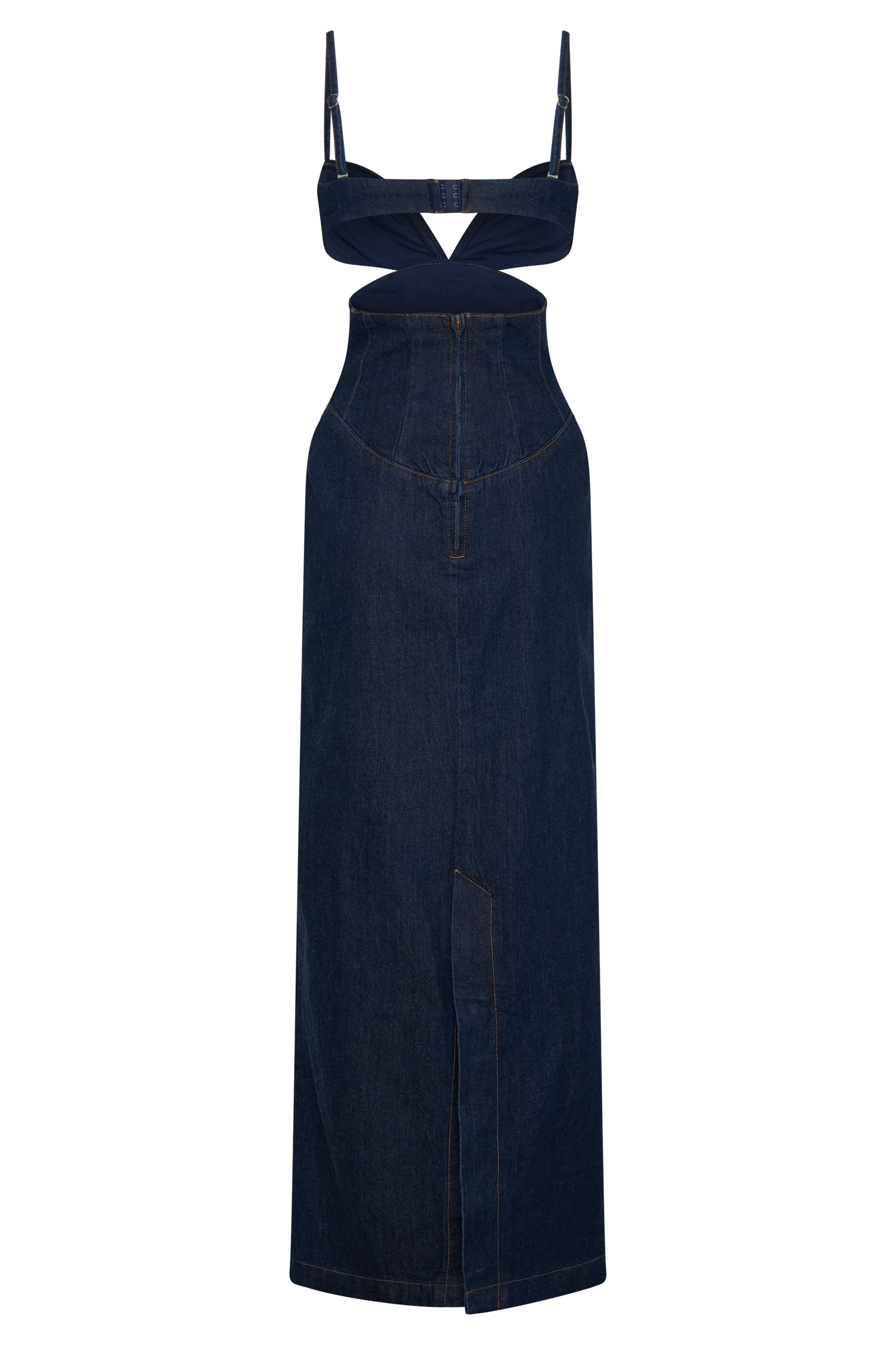 Amila Denim Cupped Maxi Dress - Indigo Blue