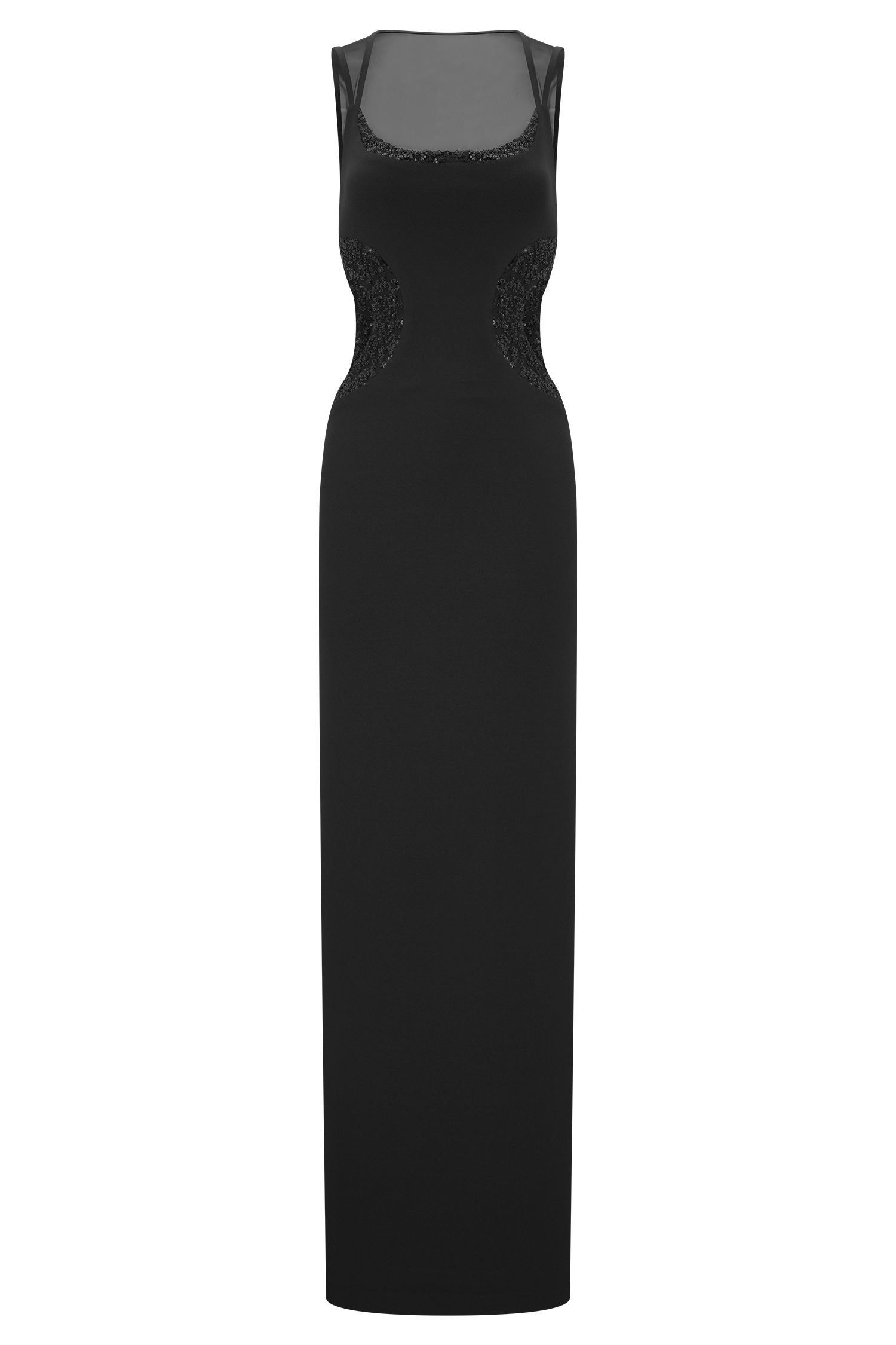 Angelique Beaded Crepe Maxi Dress - Black
