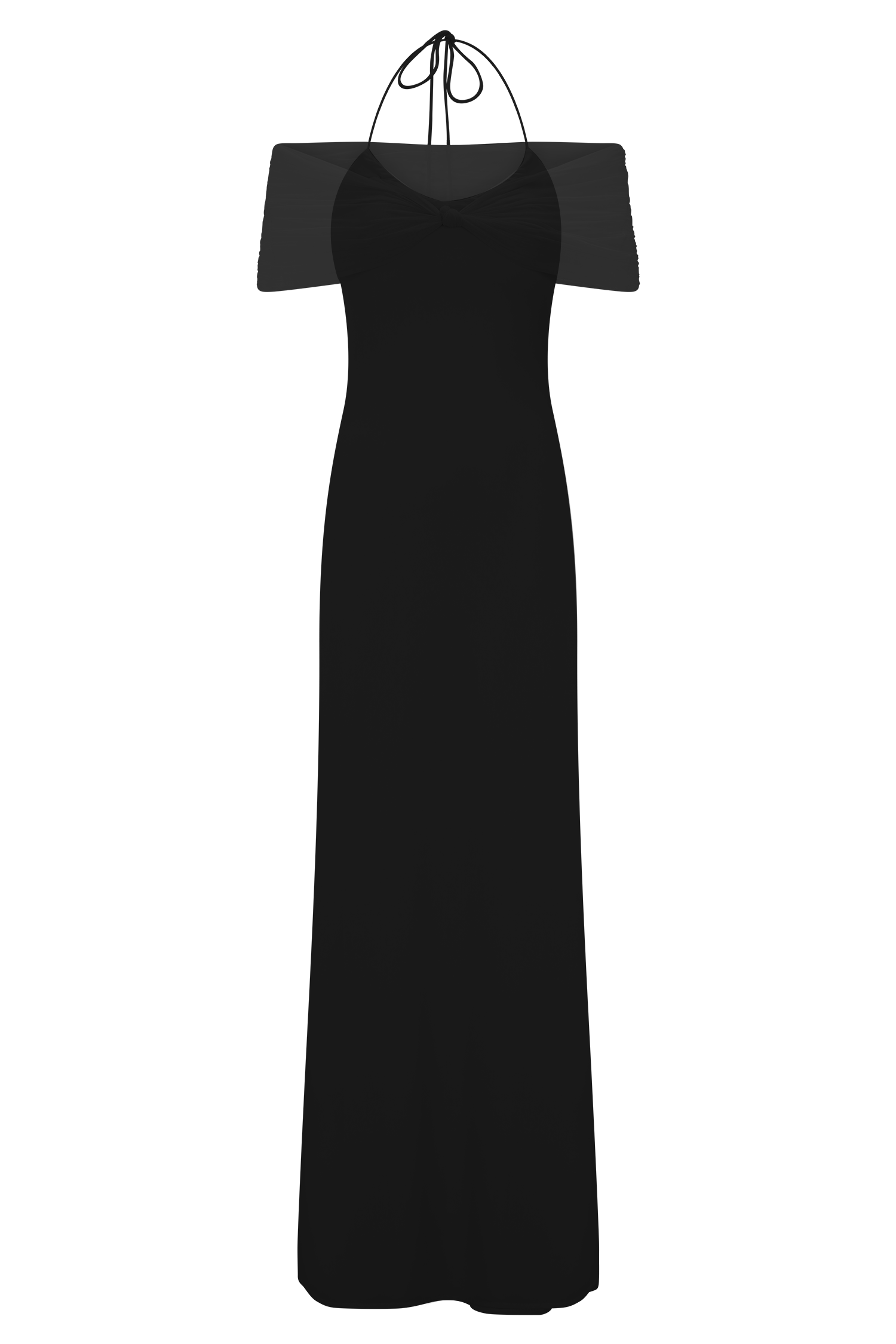 Bernadina Mesh And Slinky Halter Maxi Dress - Black