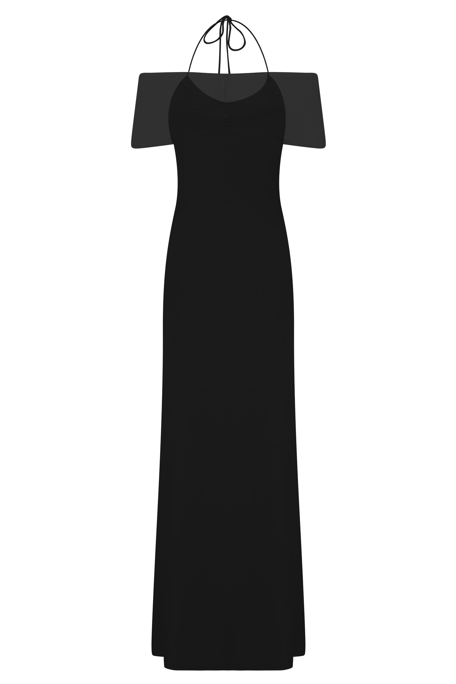 Bernadina Mesh And Slinky Halter Maxi Dress - Black