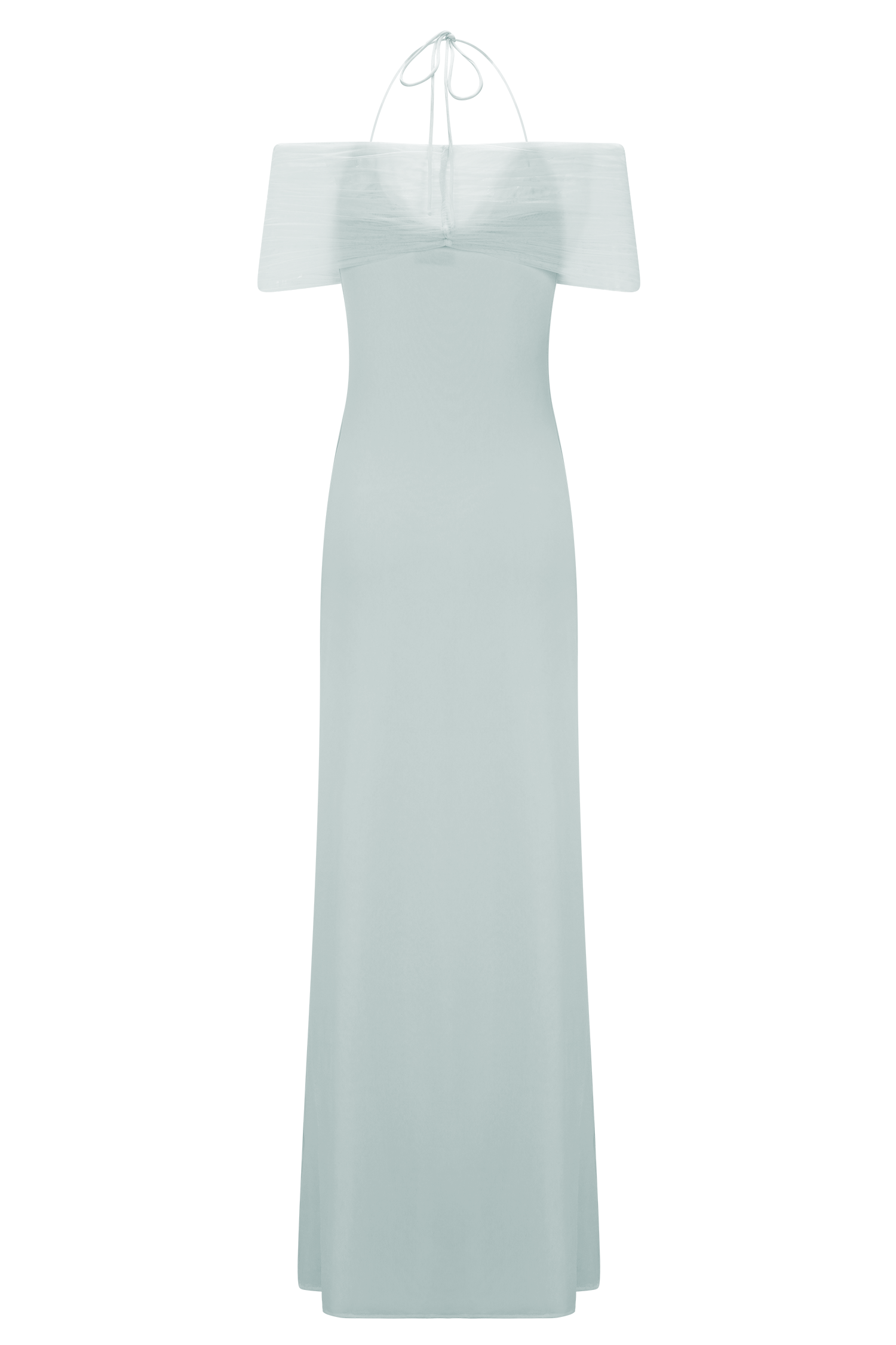 Bernadina Mesh And Slinky Halter Maxi Dress - Pale Blue