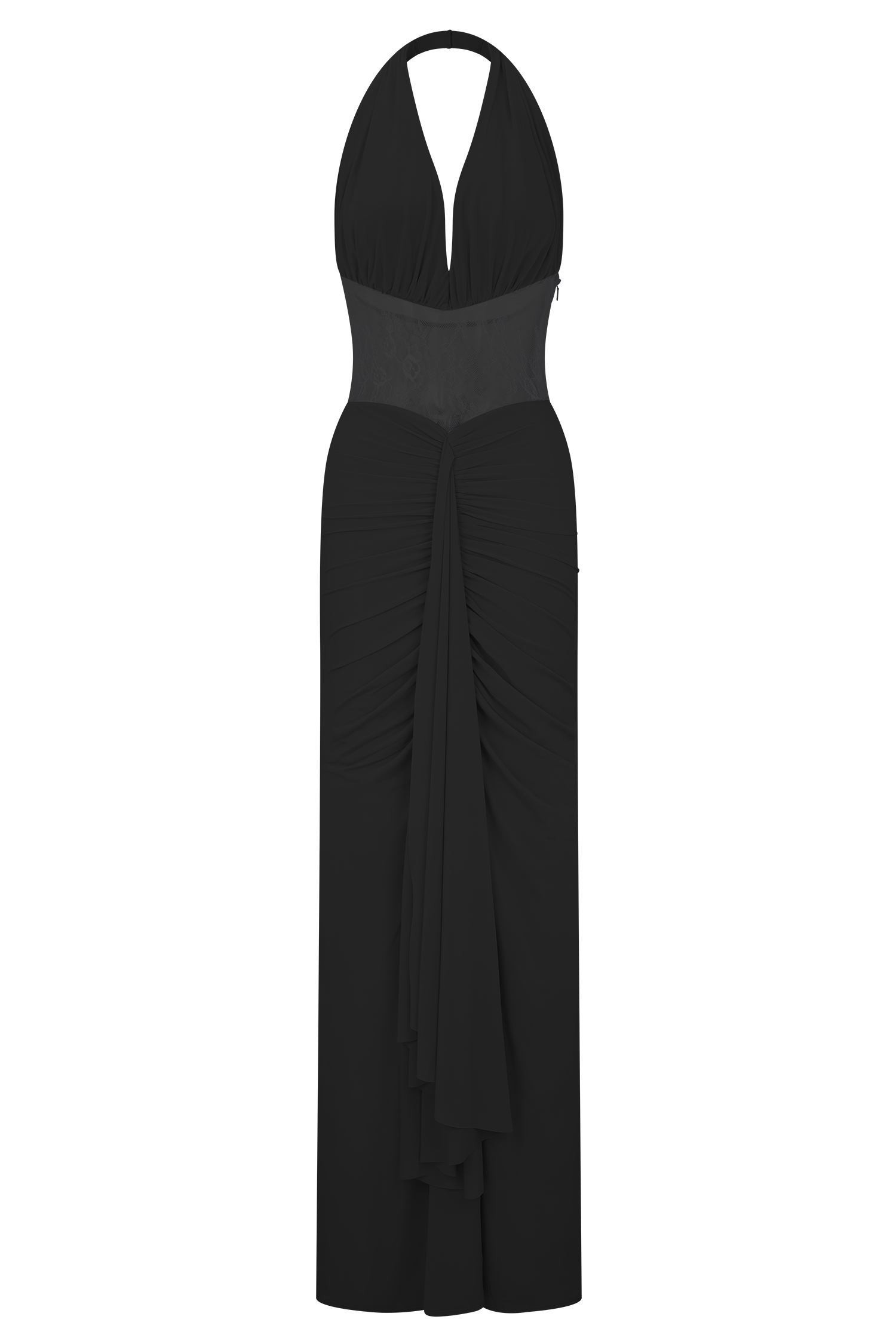 Bonnie Slinky And Lace Maxi Dress - Black