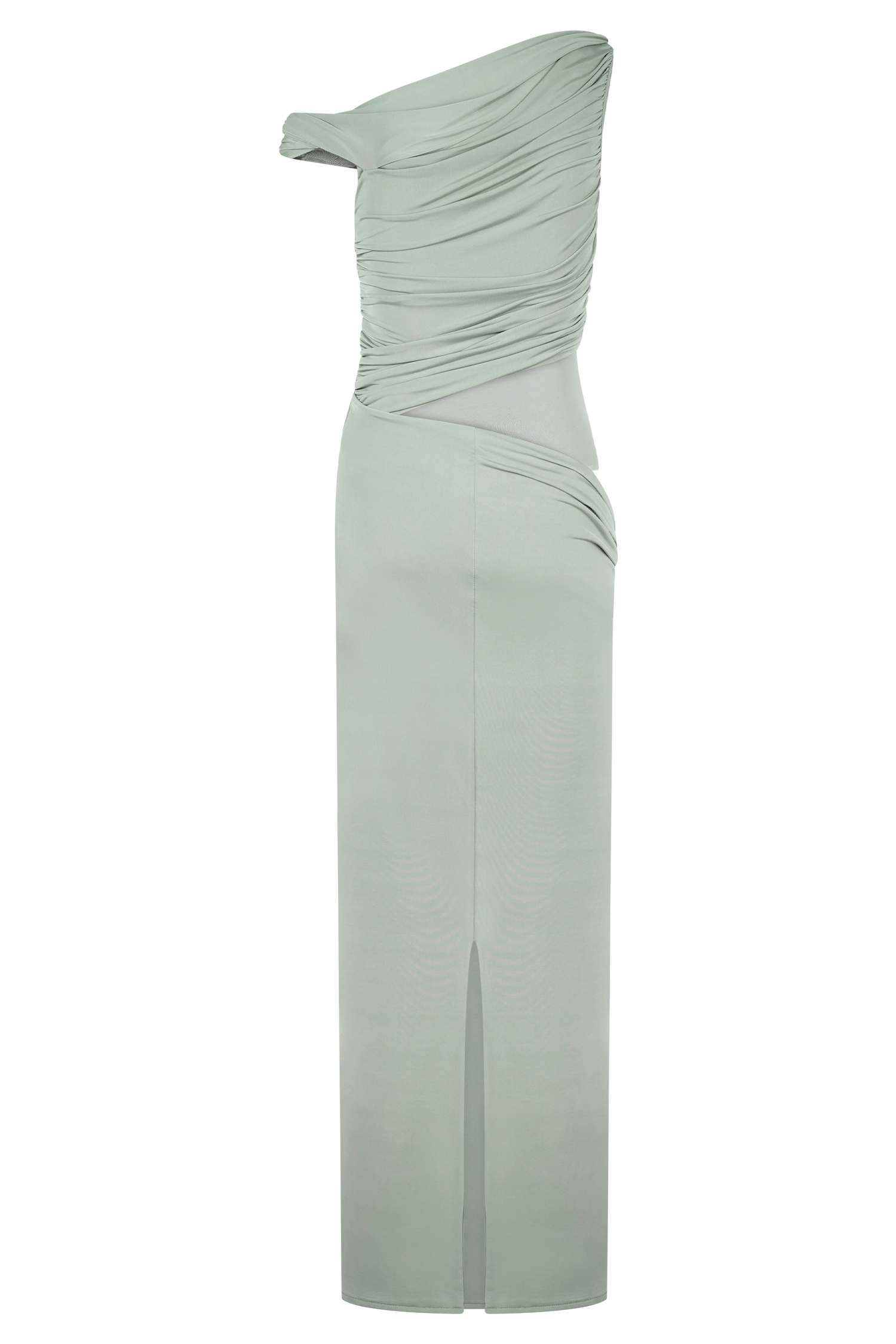 Callen One Shoulder Slinky Maxi Dress - Sage