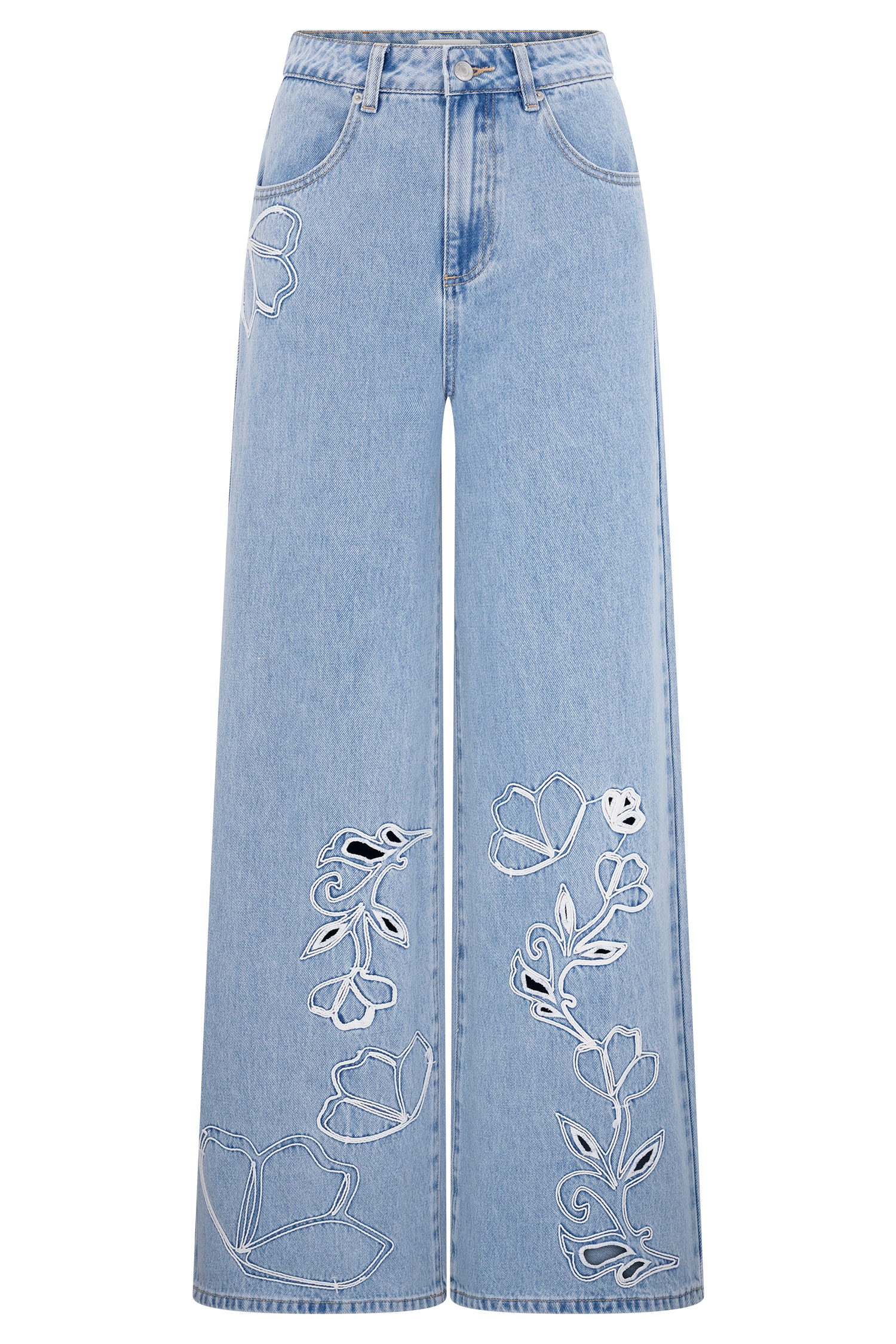 Carmella Embroided Jeans - Mid Blue