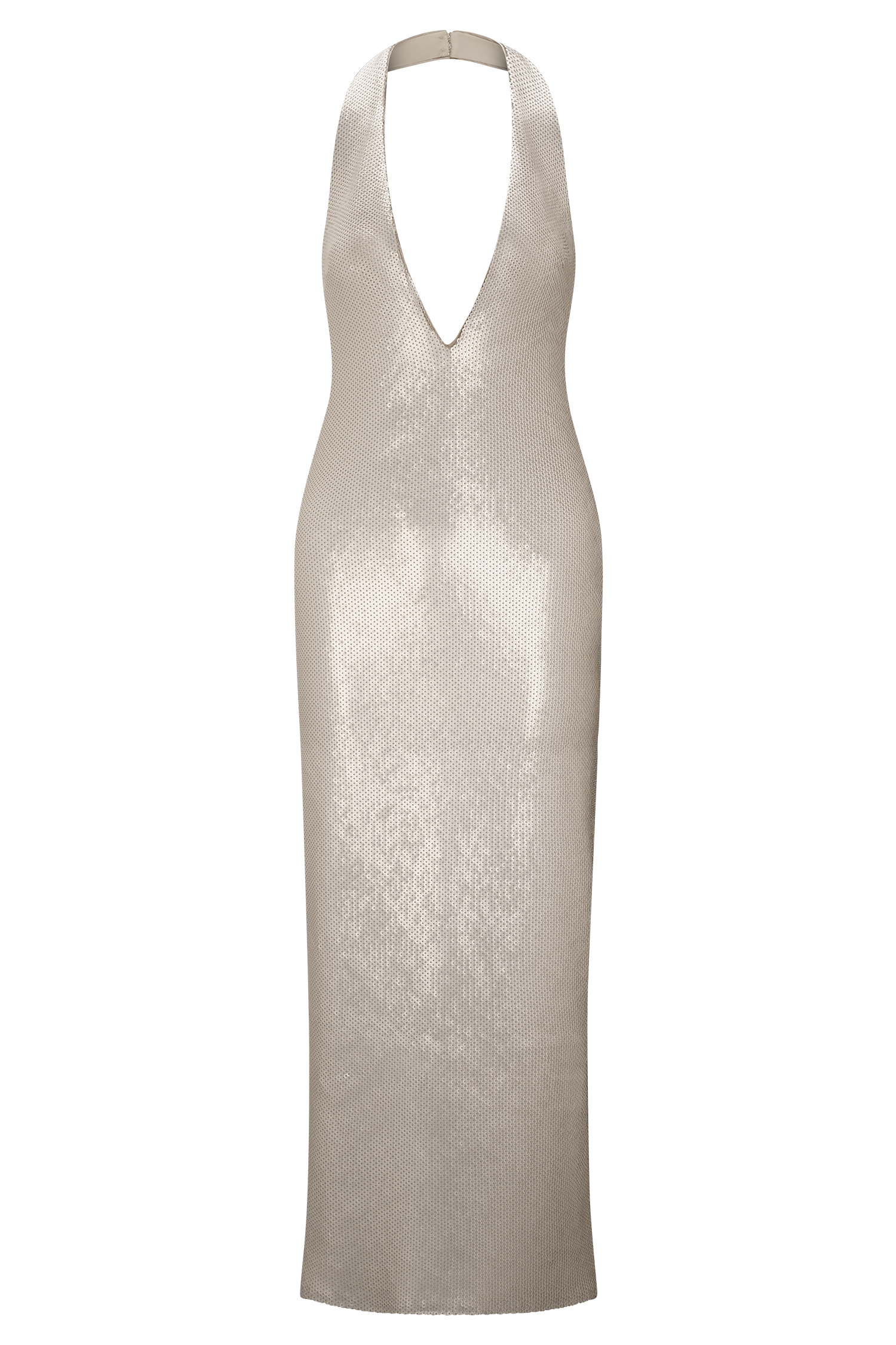 Carnation Sequin Halter Midi Dress - Gold