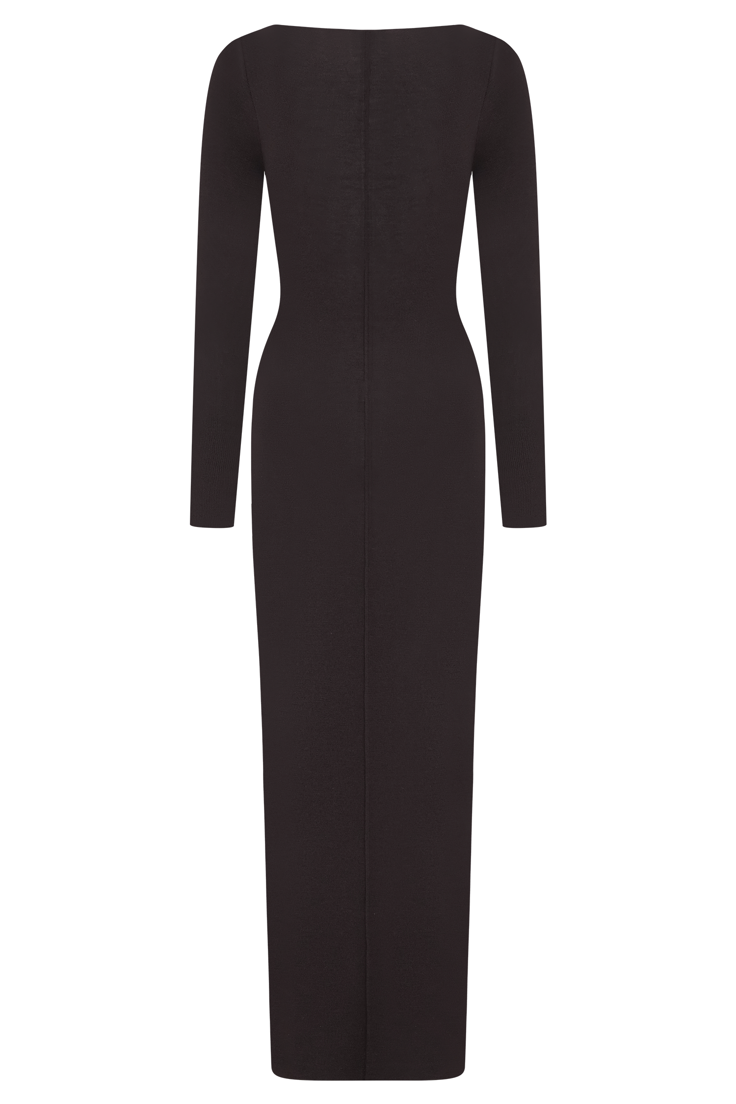 Cleona Merino Wool Ribbed Long Sleeve Maxi Dress - Deep Chocolate