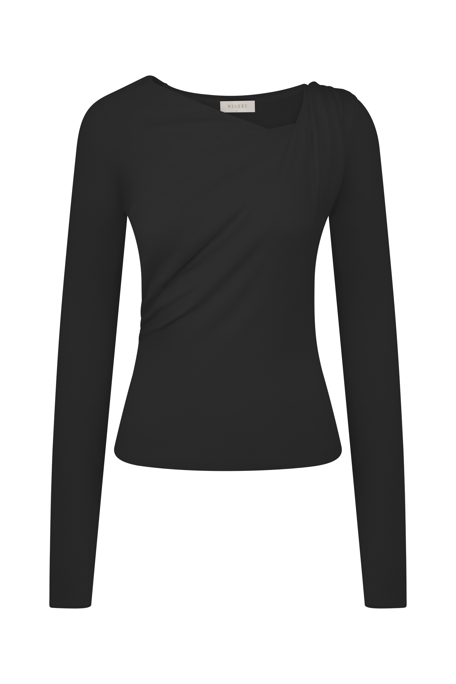Culver Draped Twist Knit Top - Black