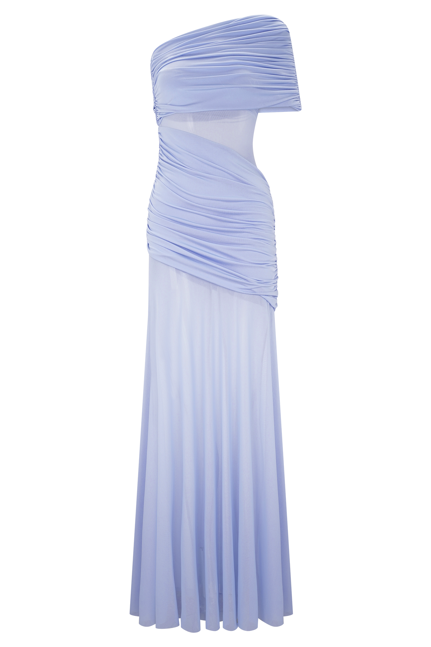 Dallas One Shoulder Mesh Maxi Dress - Lavender