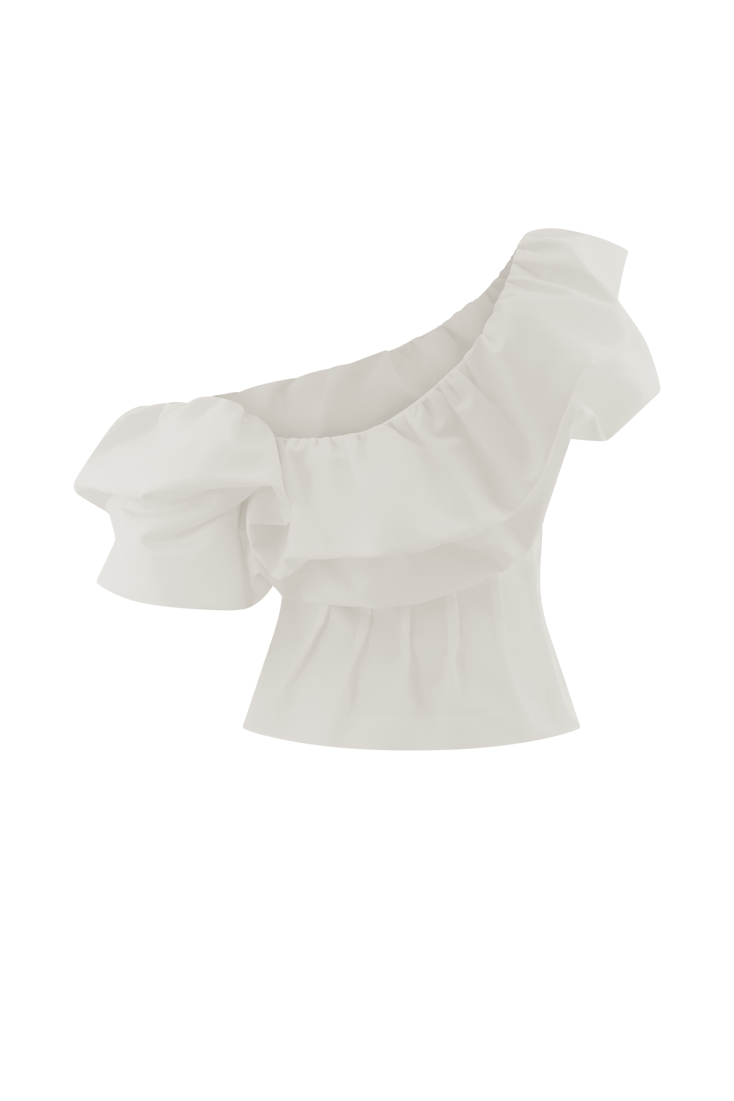 Debbie One Shoulder Bubble Top - White