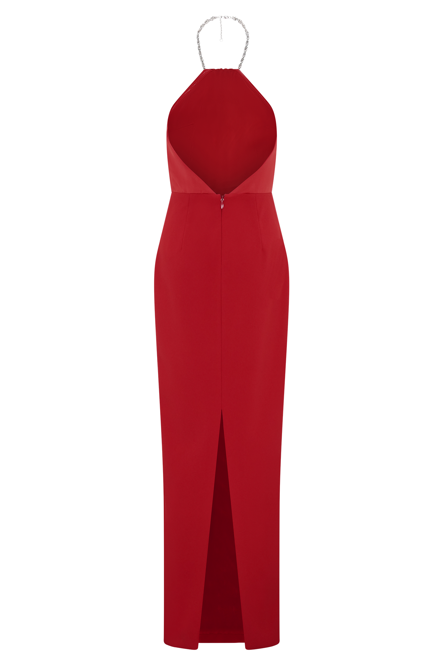Elina Satin Necklace Maxi Dress - Red