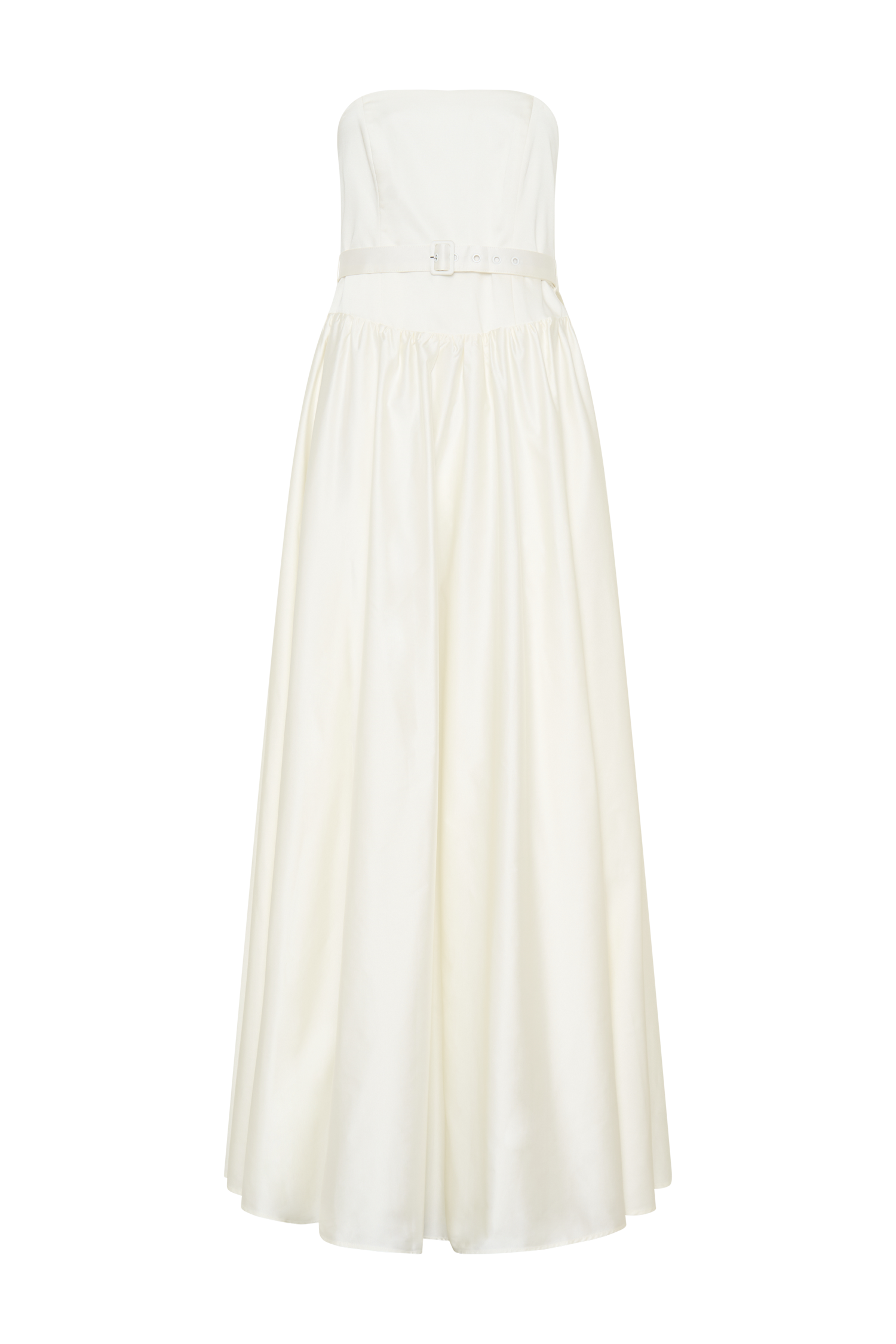 Florence Strapless Belted Maxi Dress - White