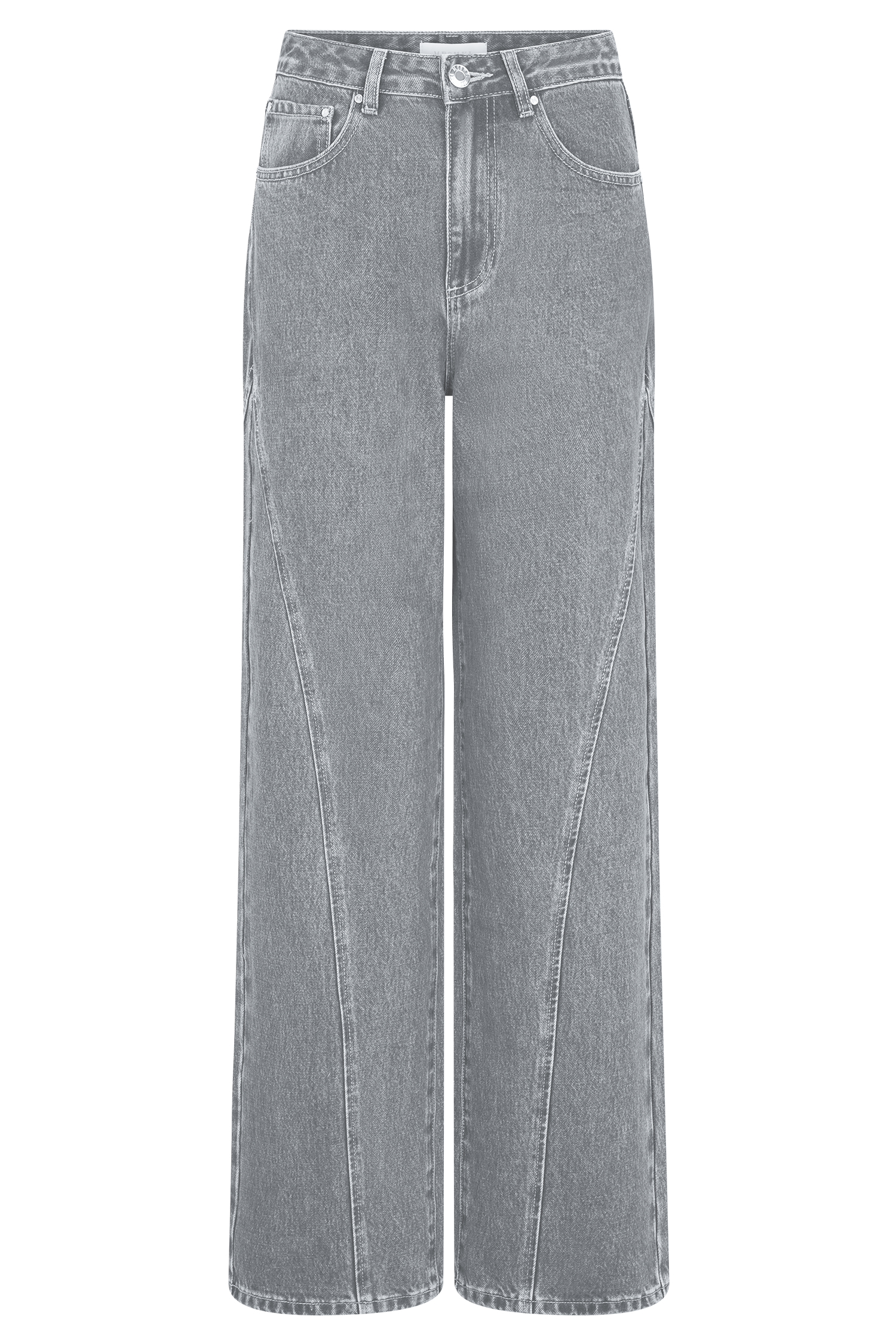 Georgette Mid Rise Paneled Denim Jeans - Grey