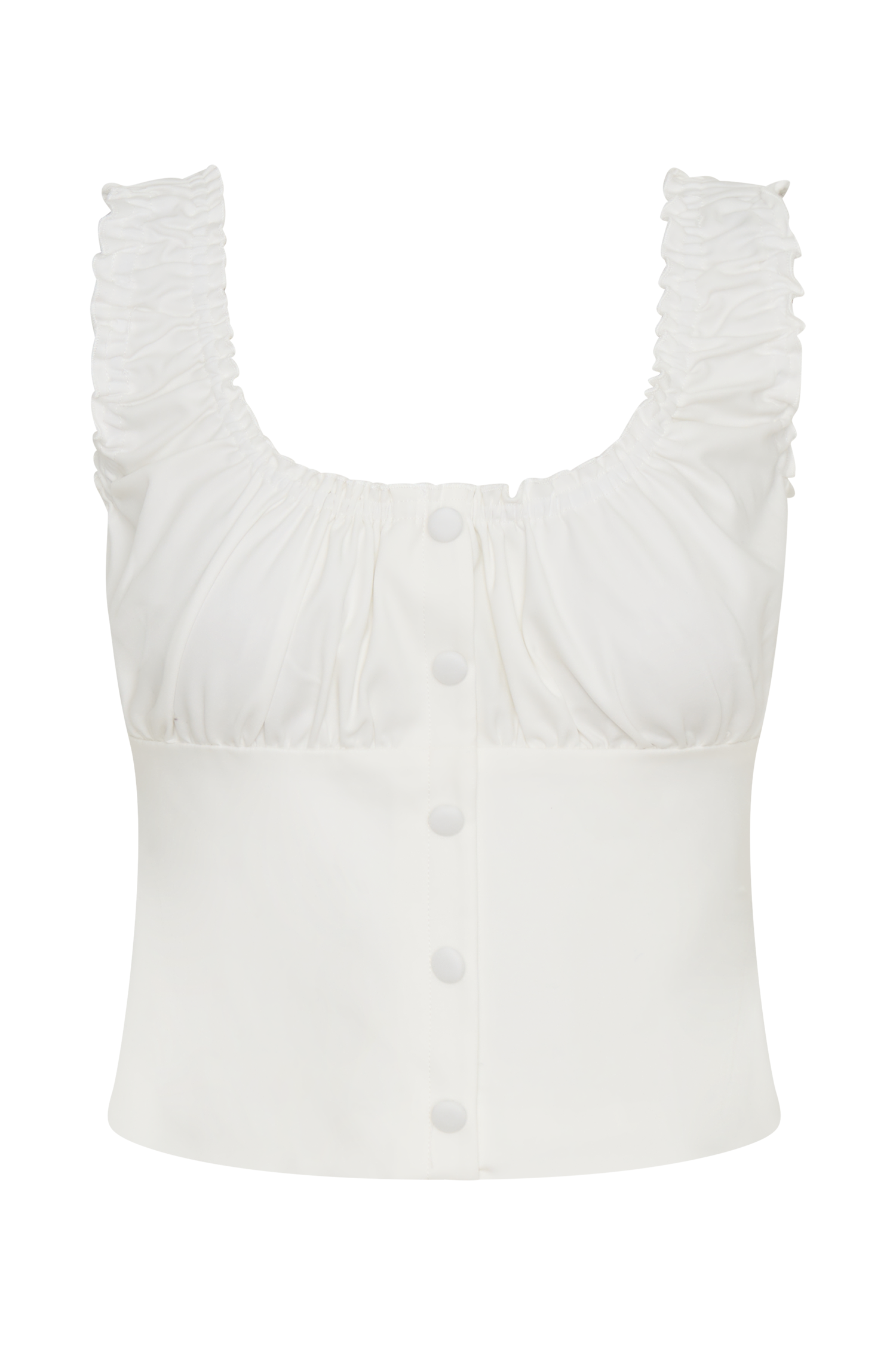 Ines Sleeveless Ruched Top - White