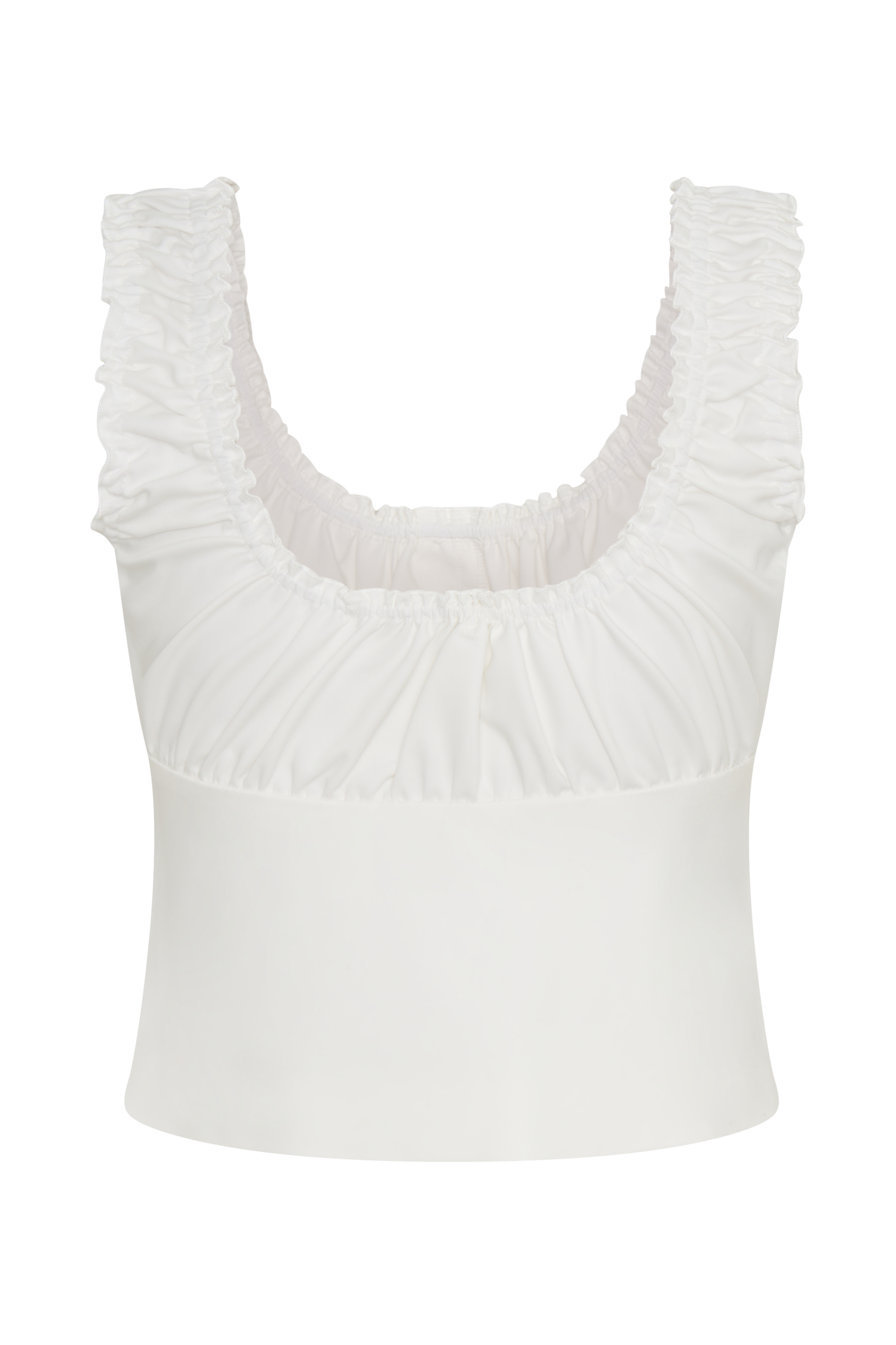 Ines Sleeveless Ruched Top - White
