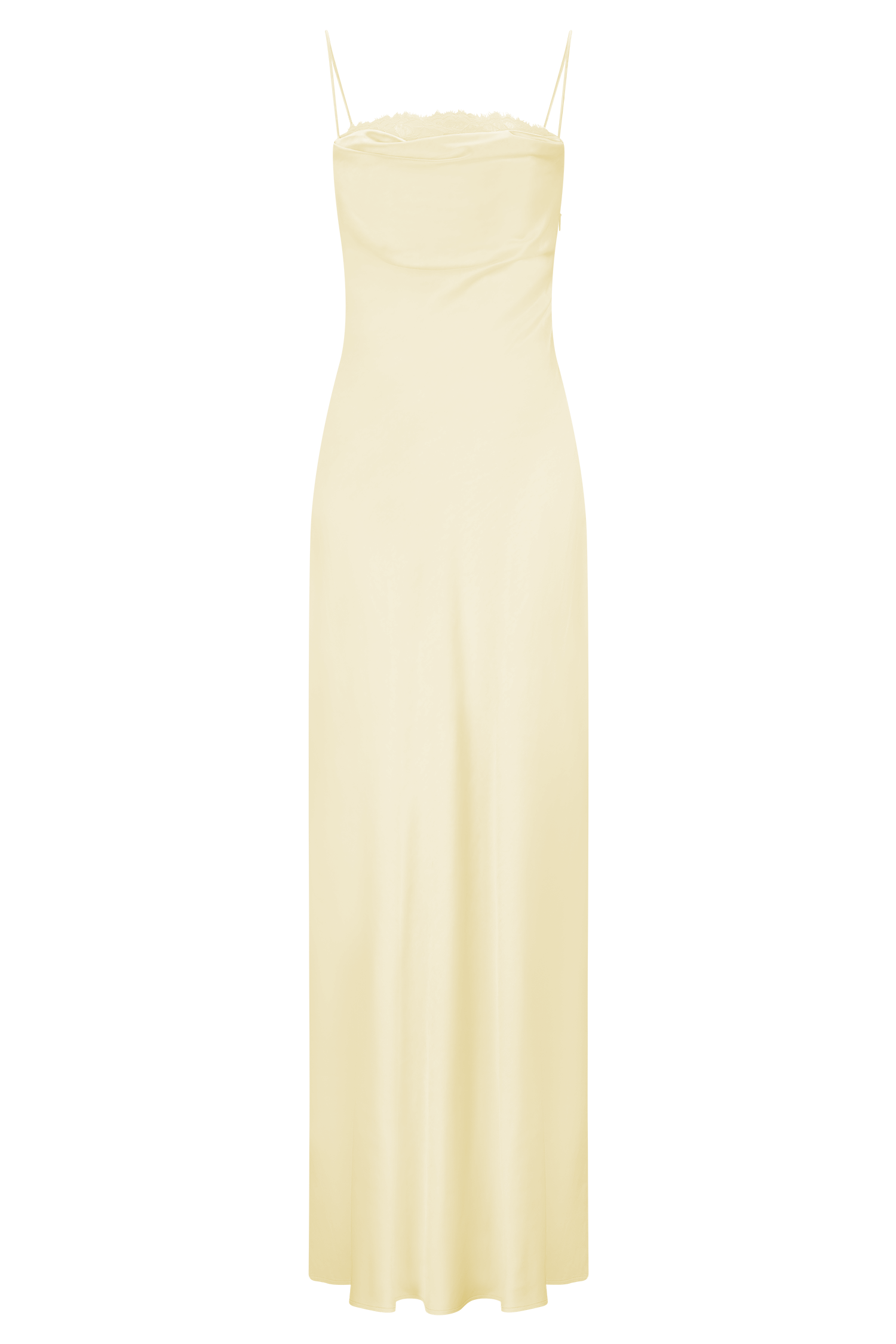 Isadora Lace & Satin Maxi Dress - Lemon