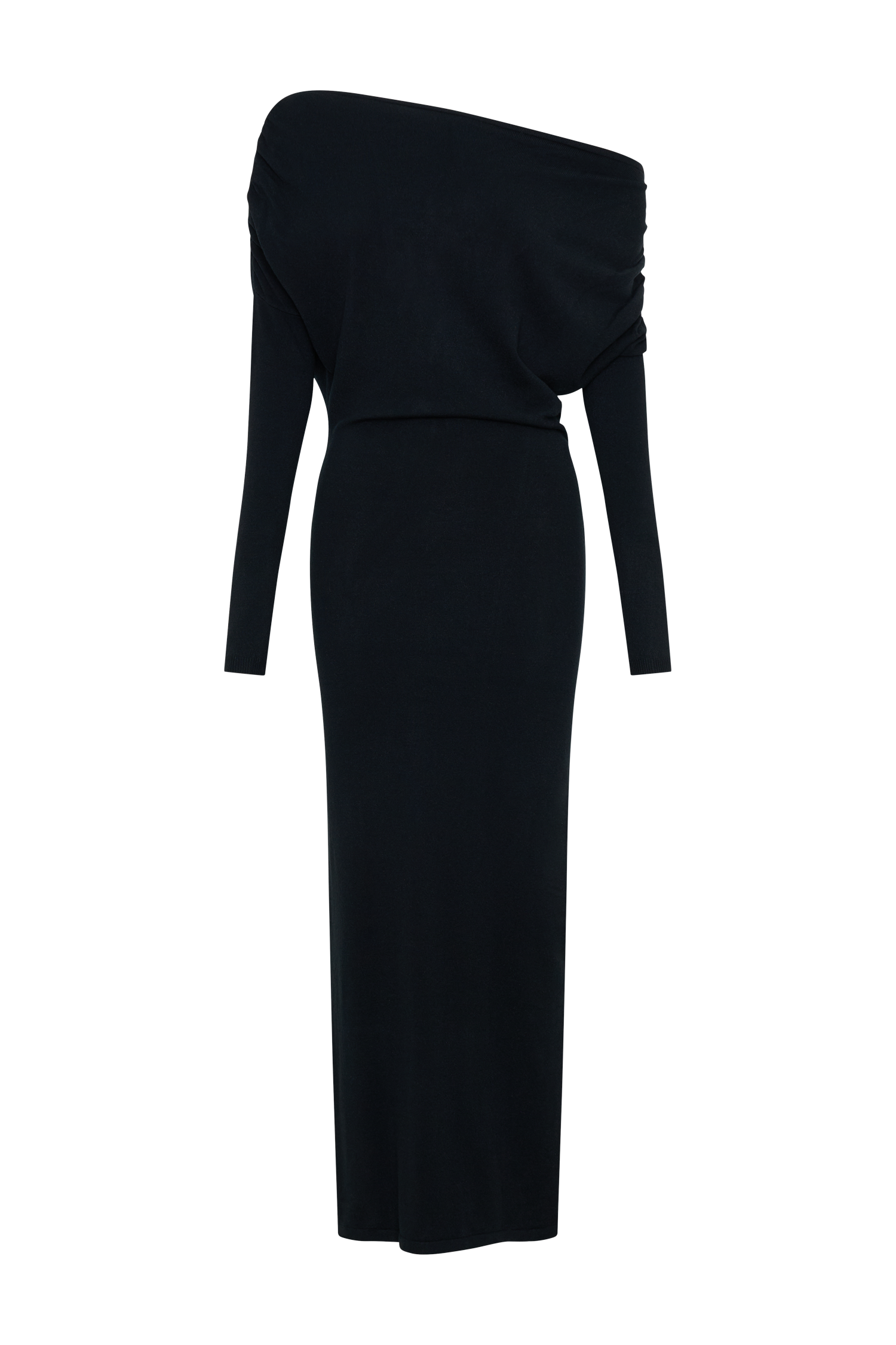 Jessie Cowl Neck Knit Midi Dress - Black