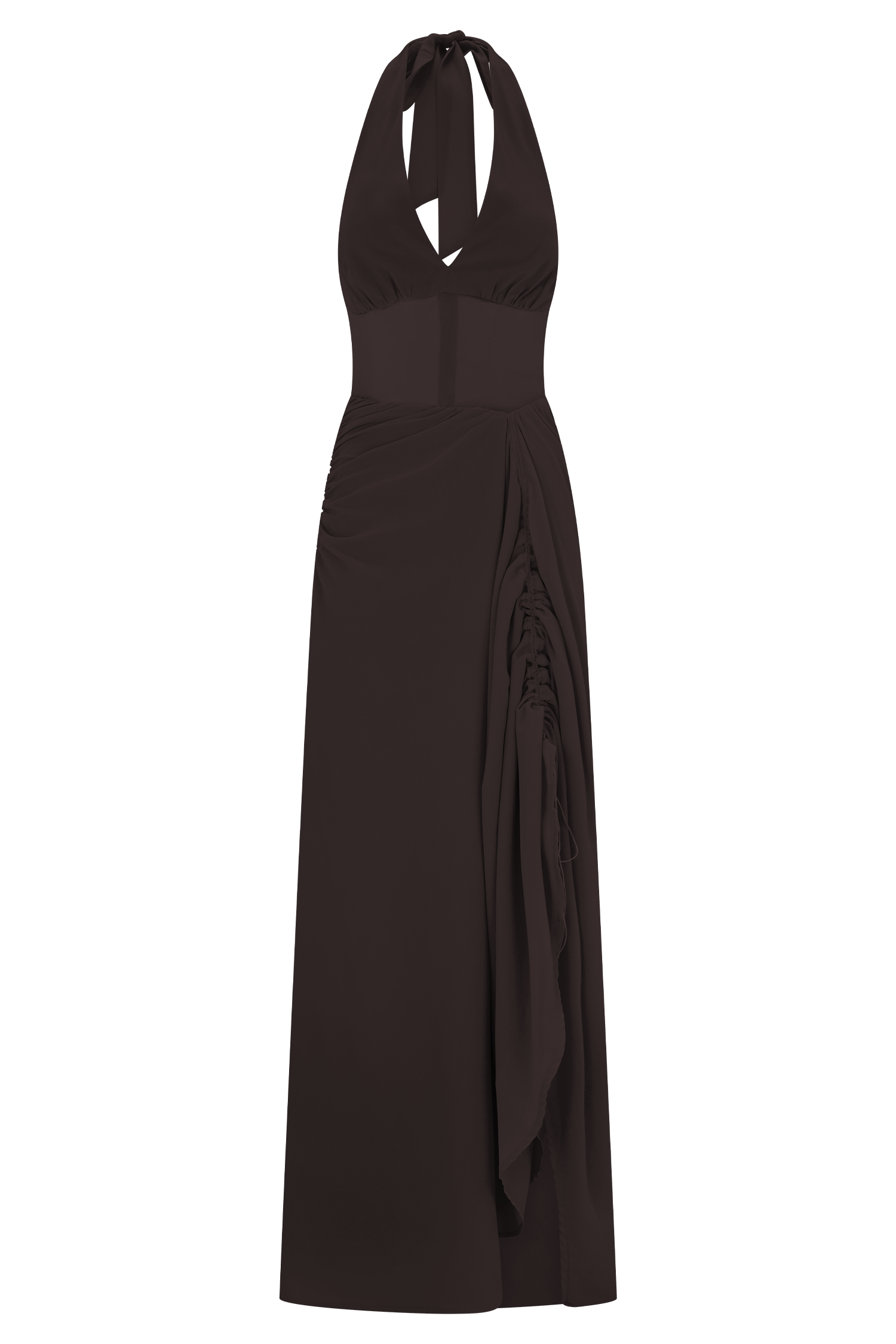 Jonna Chiffon And Mesh Maxi Dress - Dark Chocolate