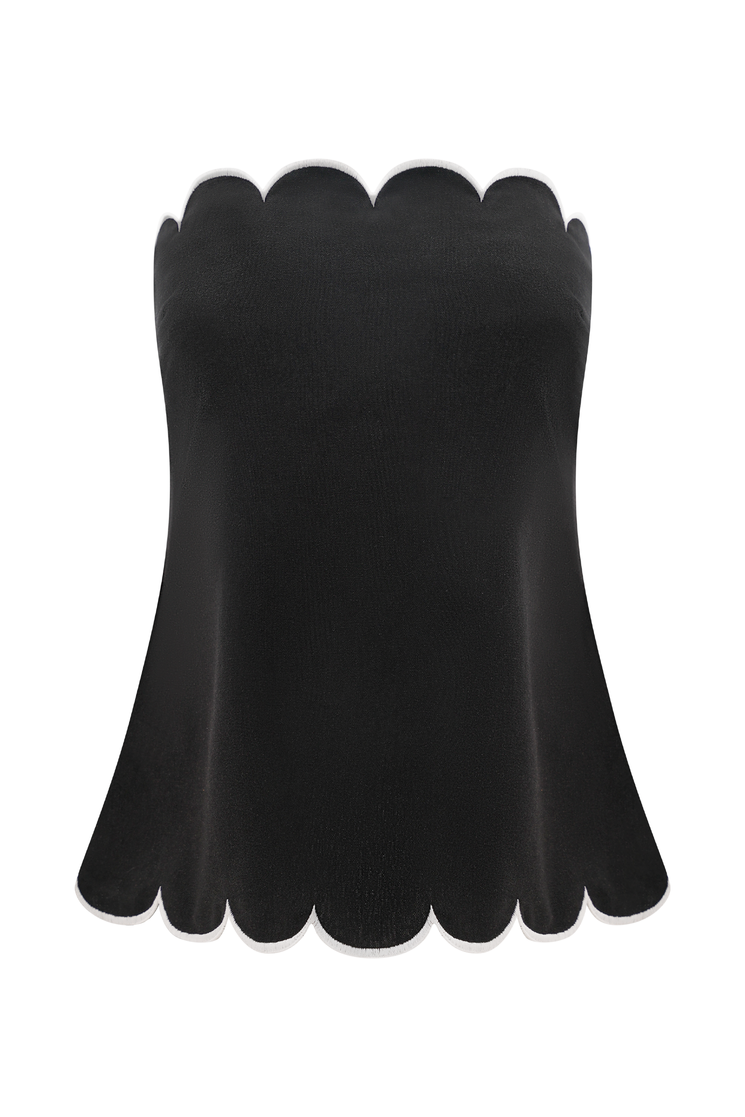 Judith Strapless Scallop Top - Black