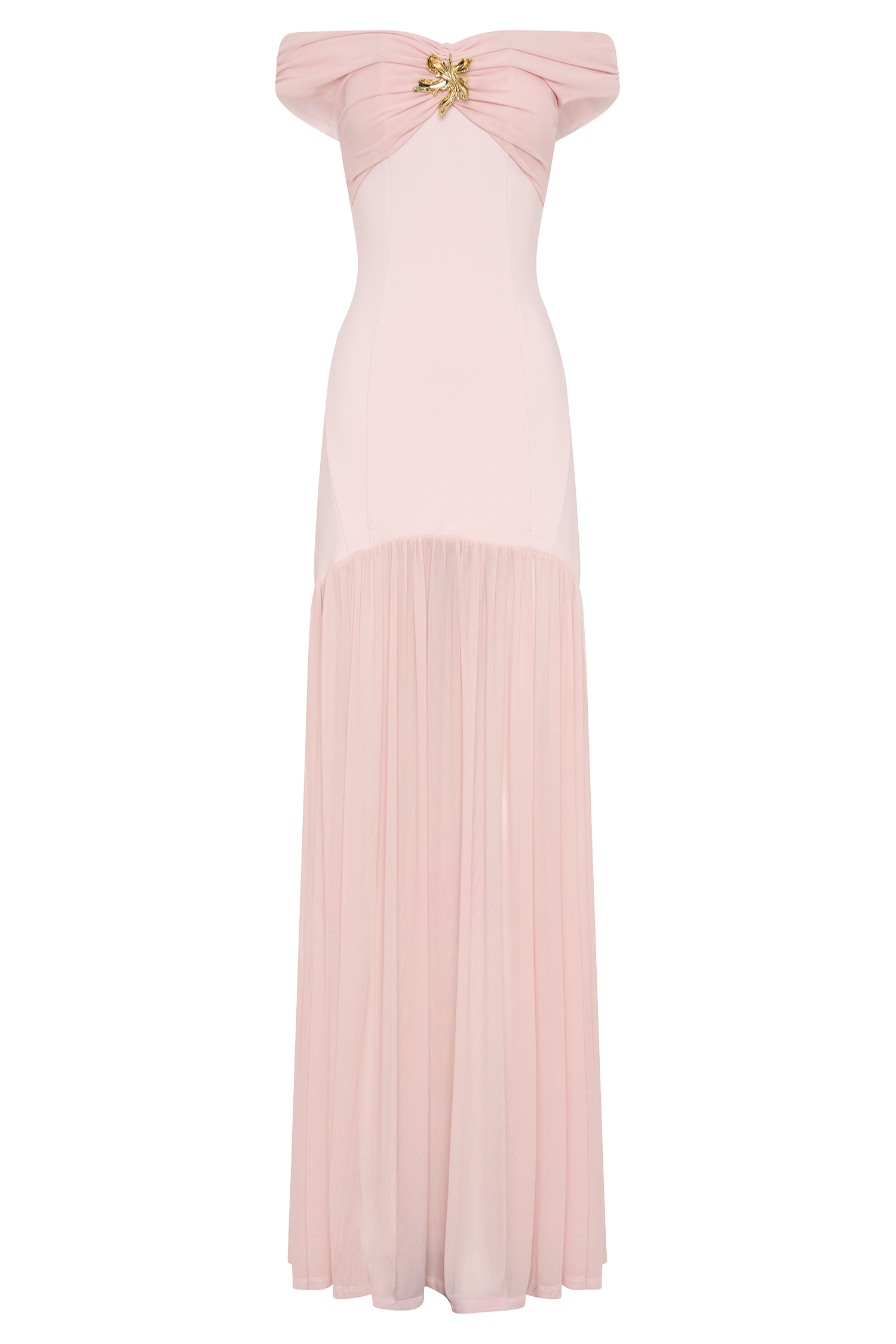 Kellie Off Shoulder Crepe Maxi Dress - Blush Pink