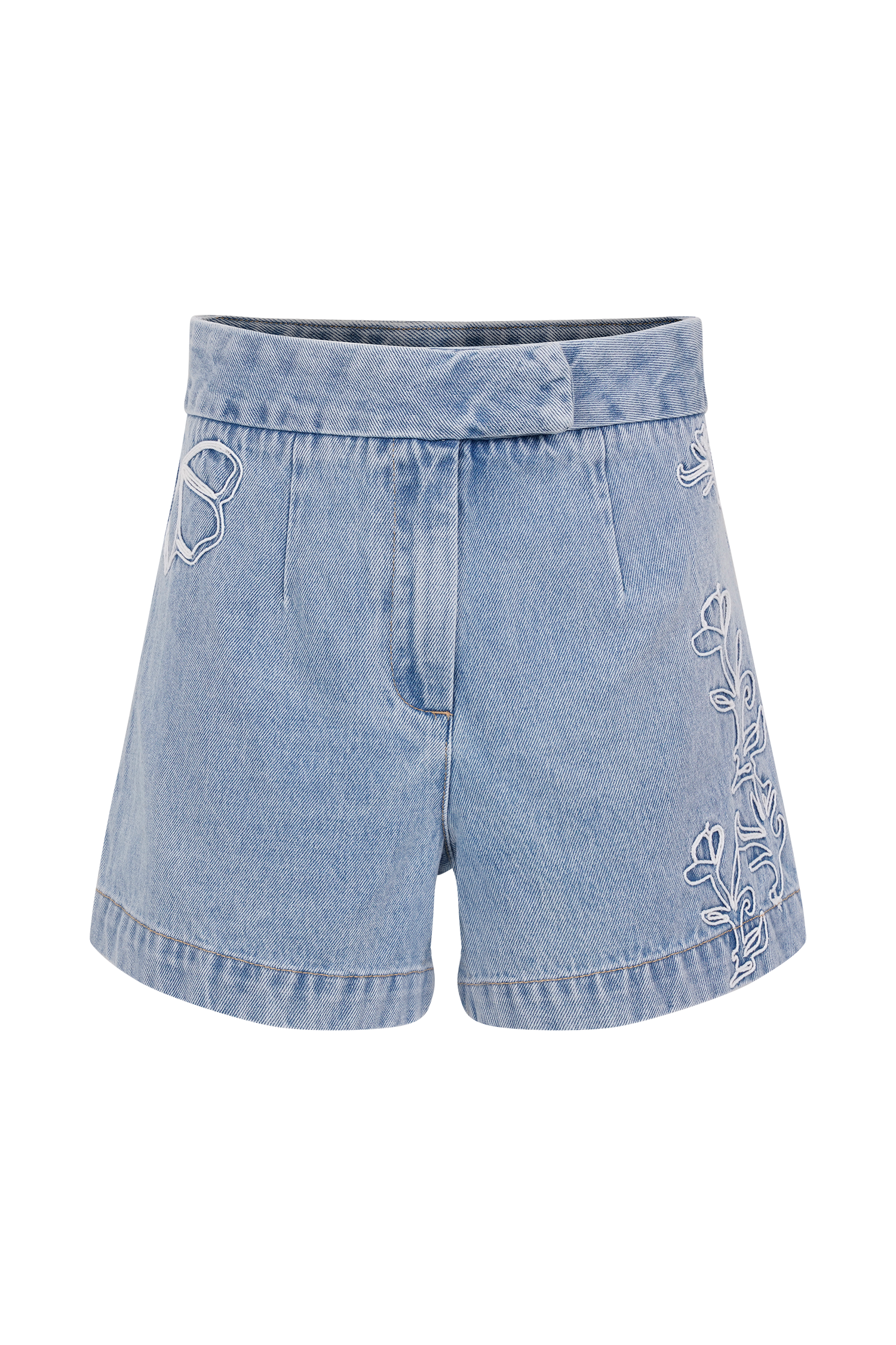 Kylee Embroidered Shorts - Mid Blue