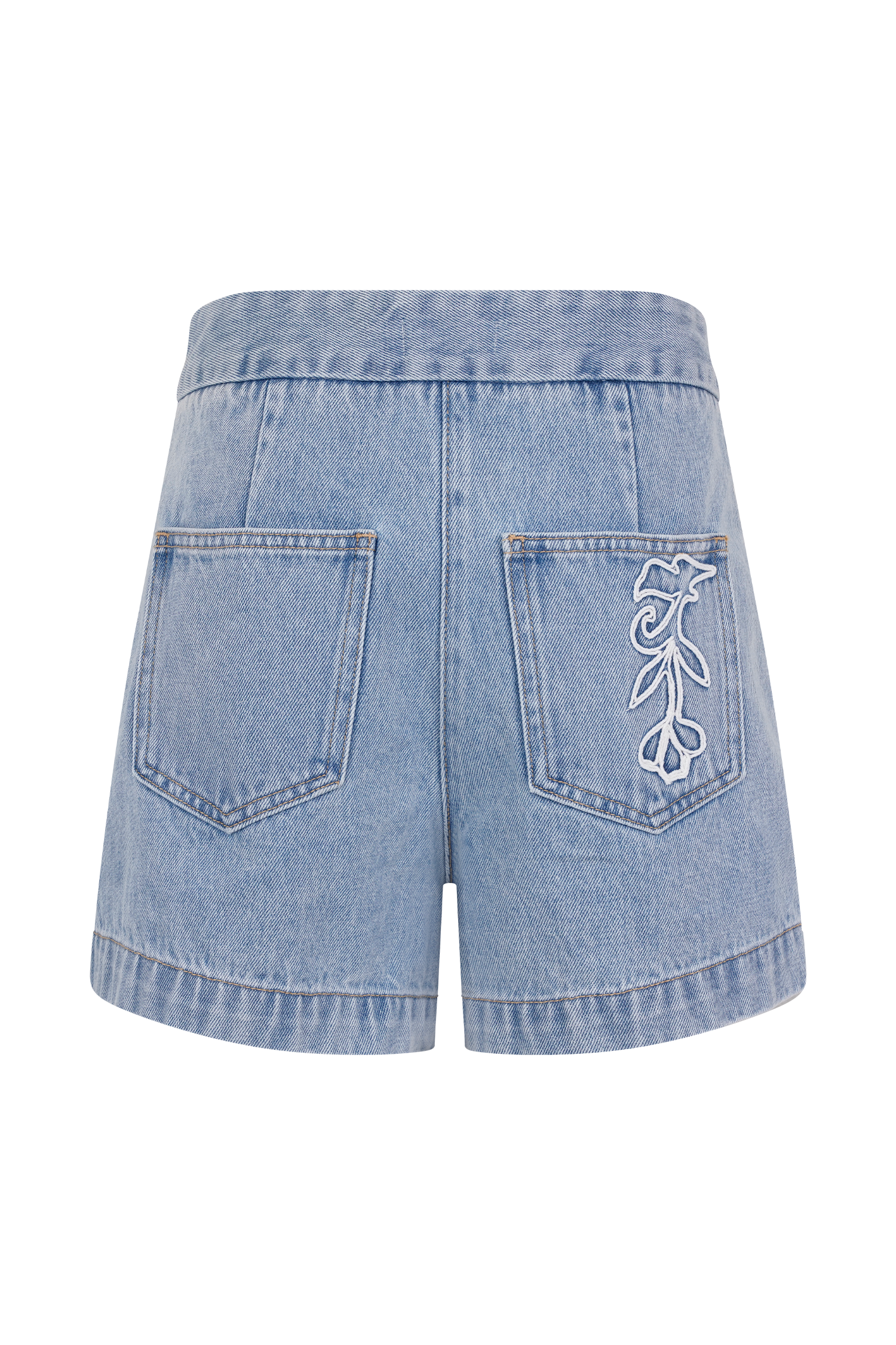 Kylee Embroidered Shorts - Mid Blue